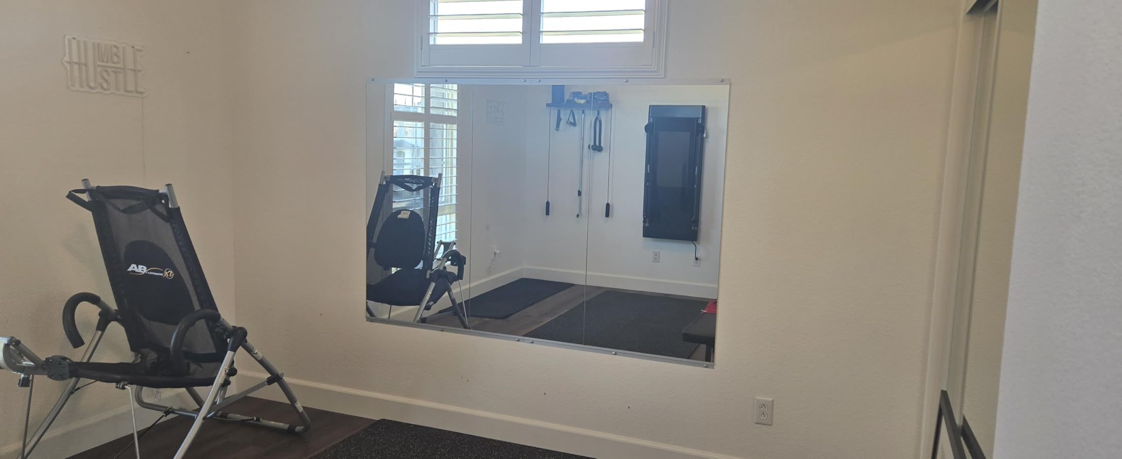 Home Gym Mirror for Wall,48x24x3PCS Full Length,Glass Frameless Body Large Mirror for Home Gym,Workout,Bedroom,Garage(Silver) - Customer Photo 1