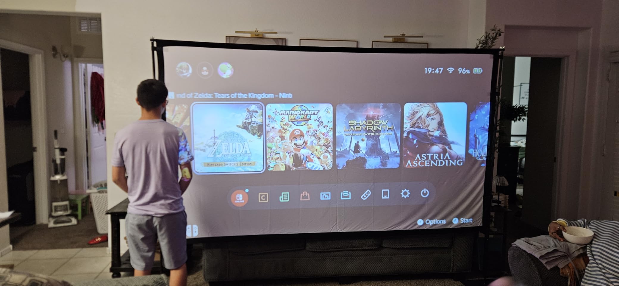 Outdoor-Projector-Screen-with-Stand - 120 inch Portable Projector Screen Indoor Outdoor Projector Screens 16:9 4K HD Lightweight Movie Screen with Carry Bag for Backyard Movie Night customer photo 2