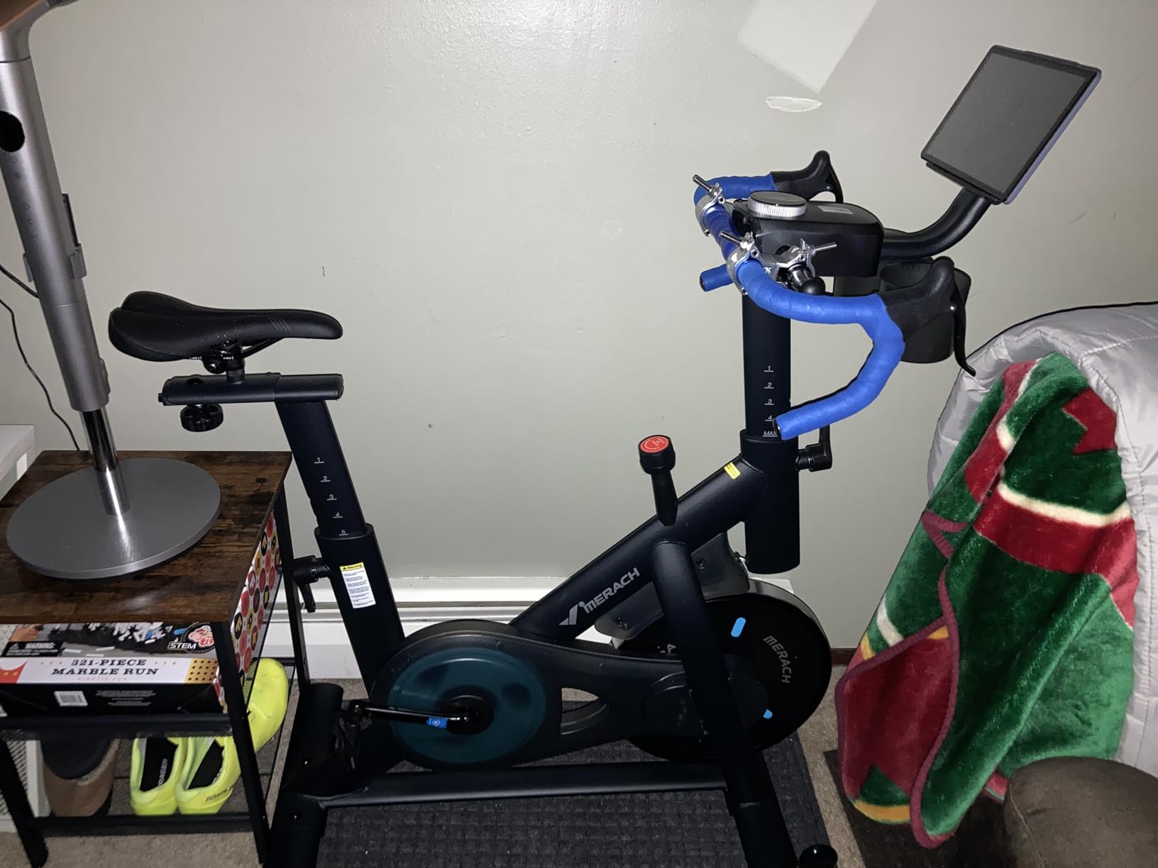 MERACH Exercise Bike, Brake Pad Stationary Bike with Exclusive App, Low Noise Indoor Cycling Bike with 300lbs Weight Capacity, Tablet Mount and Fitness Courses for Weight Loss - Customer Photo 2