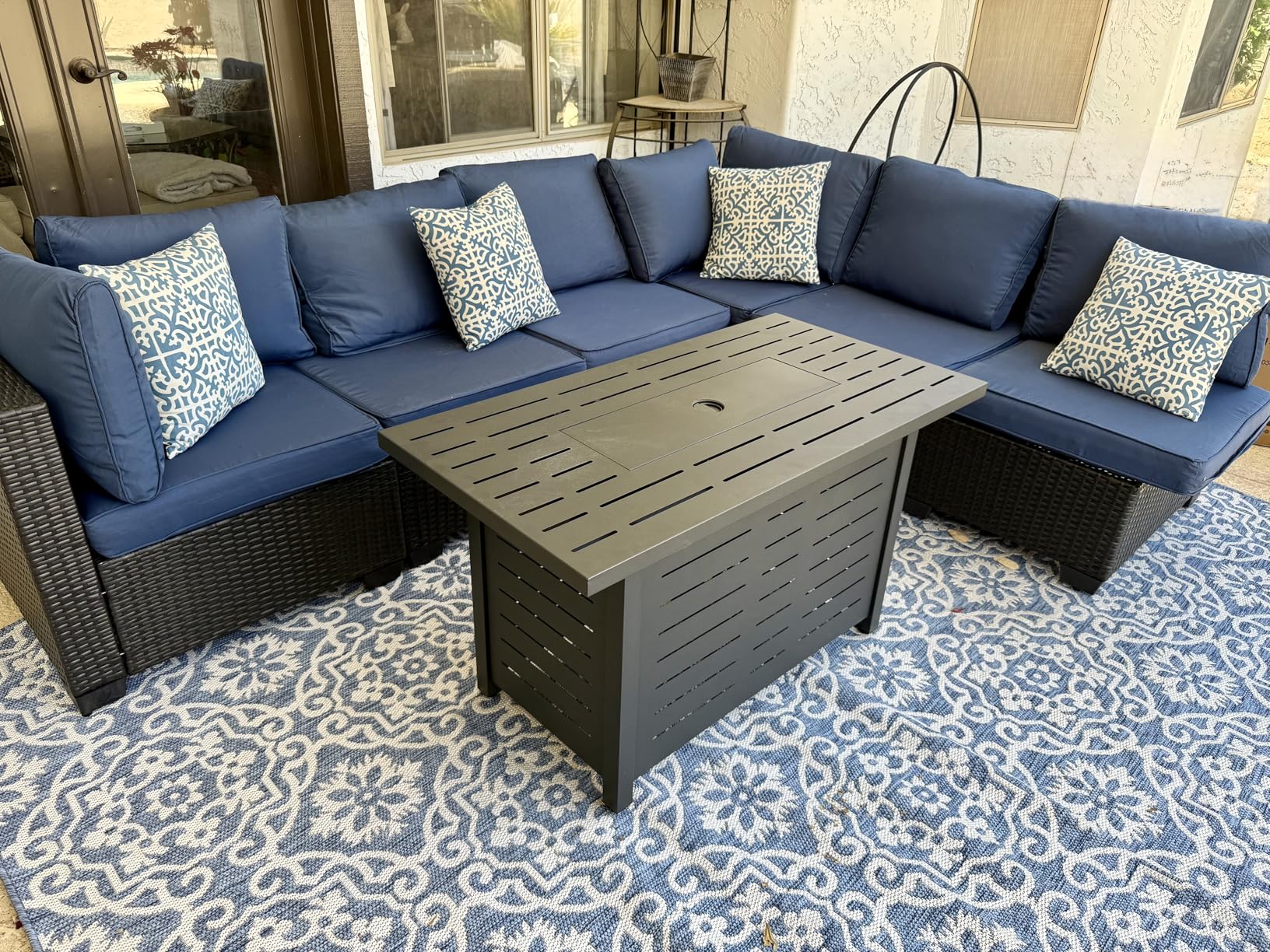 ZAFRO 43Inch 2-in-1 Fire Pit Table & Firepit - Adjustable Flame Height, 50,000 BTU Smokeless & Windproof Design, CSA Certified Durable Metal Frame, Eco-Friendly Propane Heater for Garden/Patio - Customer Photo 1