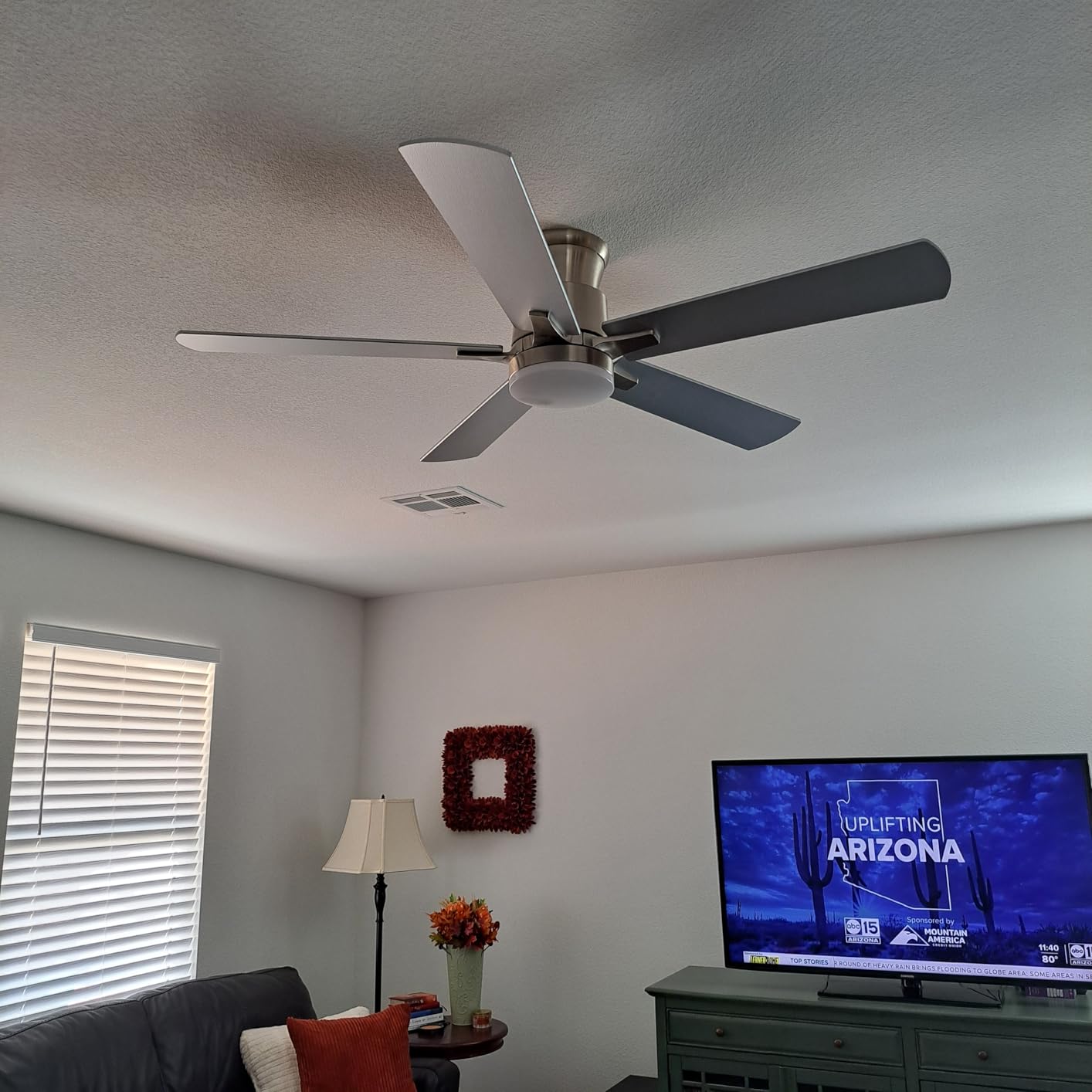 Flush Mount Ceiling Fans with Lights 42 Inch, Remote Control, 3CCT Dimmable, 6 Speeds, Noiseless Reversible DC Motor, Low Profile Hugger Black Ceiling Fan for Living Room, Patio, Indoor/Outdoor, ETL Customer Review Flush Mount Ceiling Fans with Lights 42 Inch, Remote Control, 3CCT Dimmable, 6 Speeds, Noiseless Reversible DC Motor, Low Profile Hugger Black Ceiling Fan for Living Room, Patio, Indoor/Outdoor, ETL - Customer Photo 2