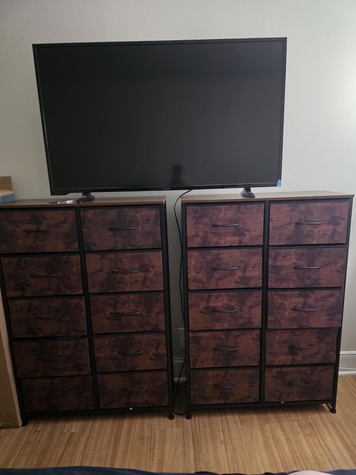 Sweetcrispy Dresser for Bedroom with 9 Storage Drawers, Tall Large Fabric Storage Tower Organizer, Chest of Drawers with Metal Frame Wooden Top for Nursery, Closet, Living Room, Entryway, Black - Customer Photo 2