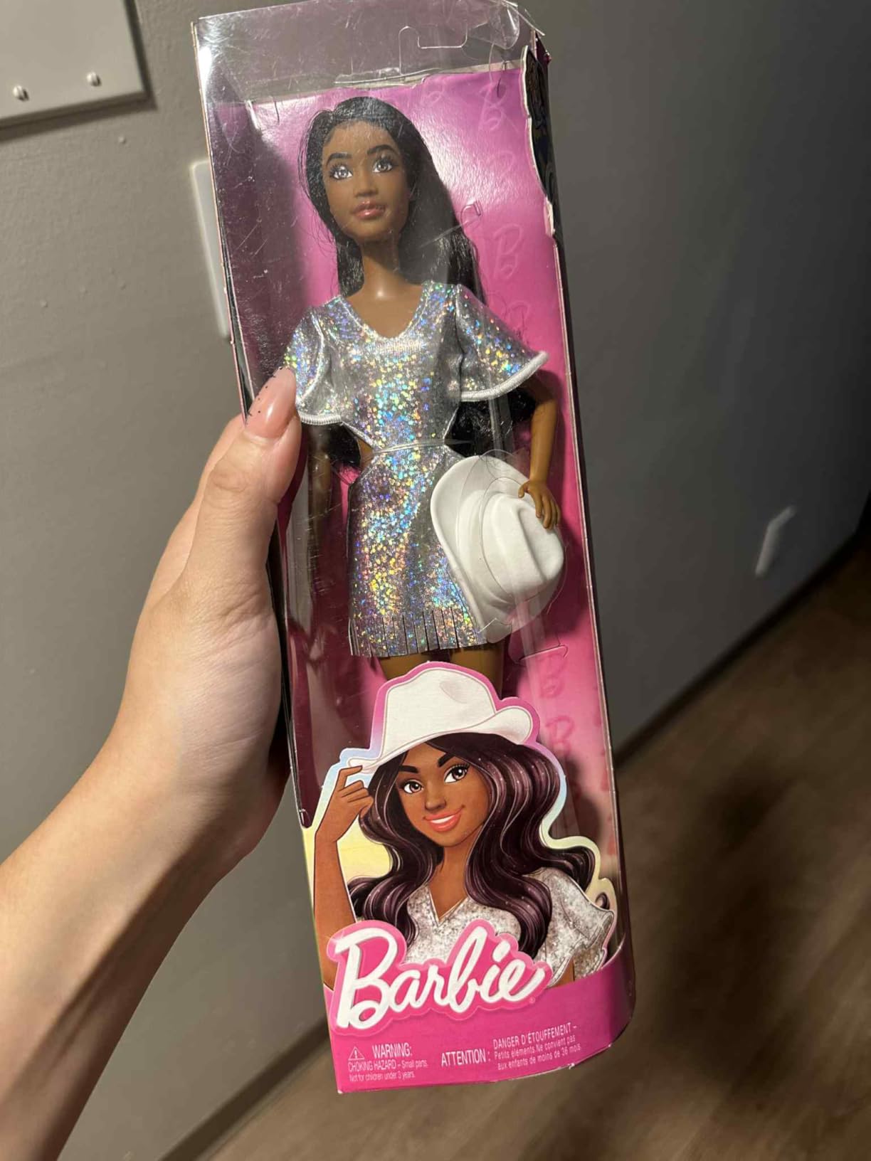 Barbie Fashionistas Doll #239 with Black Hair Wearing Sparkly Silver Fringe Dress with Western Accessories Like White Cowboy Hat and Boots - Customer Photo 1