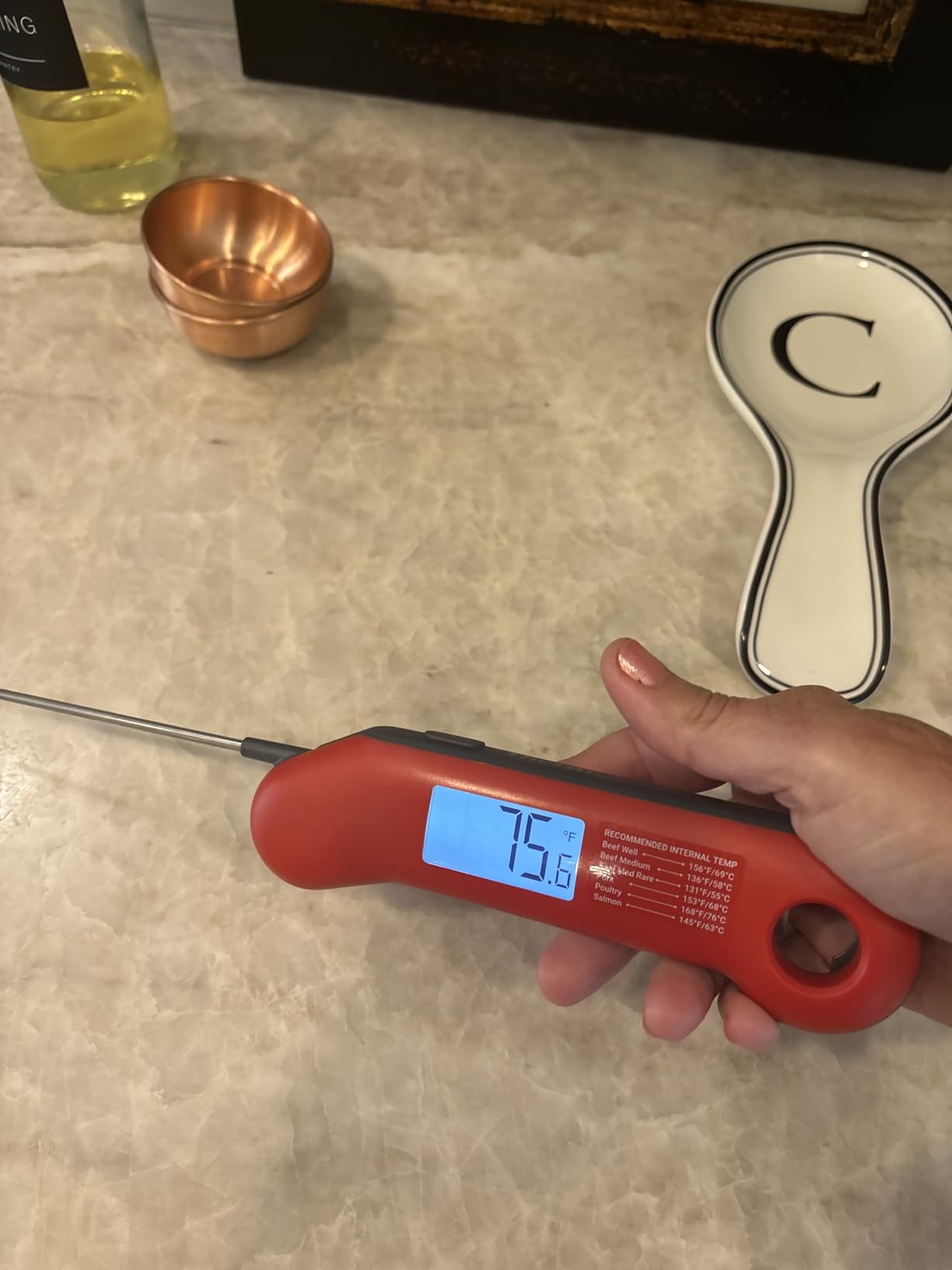 Professional Meat Thermometer Digital, Ultra-Fast 0.5 Sec Instant Read, NIST Certified ±0.5°F Accuracy, 100% Waterproof, Auto-Rotate Backlit Display, Stocking Stuffers for Men Christmas Gifts for Men - Customer Photo 1