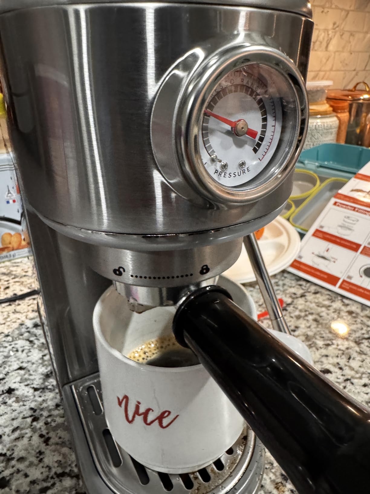 Espresso Machine with Milk Frother, 20 Bar High Pressure Professional Espresso Maker Automatic, Compact Stainless Steel Coffee Machine for Cappuccino, Latte, Gift for Coffee Lover, Dad or Mom, Silver - Customer Photo 4