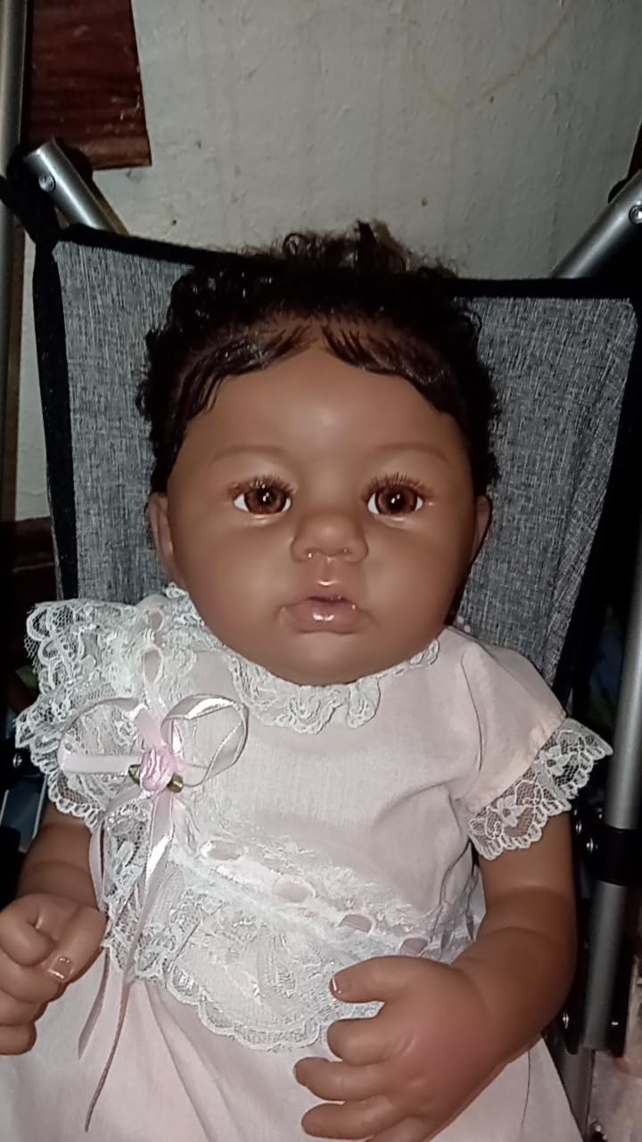Reborn Baby Doll Black Girl – 18-Inch Realistic Lifelike African American Newborn Handmade Doll with Real Life Soft Weighted Body and Accessories – Gift for Kids Ages 3 and Up - Customer Photo 2