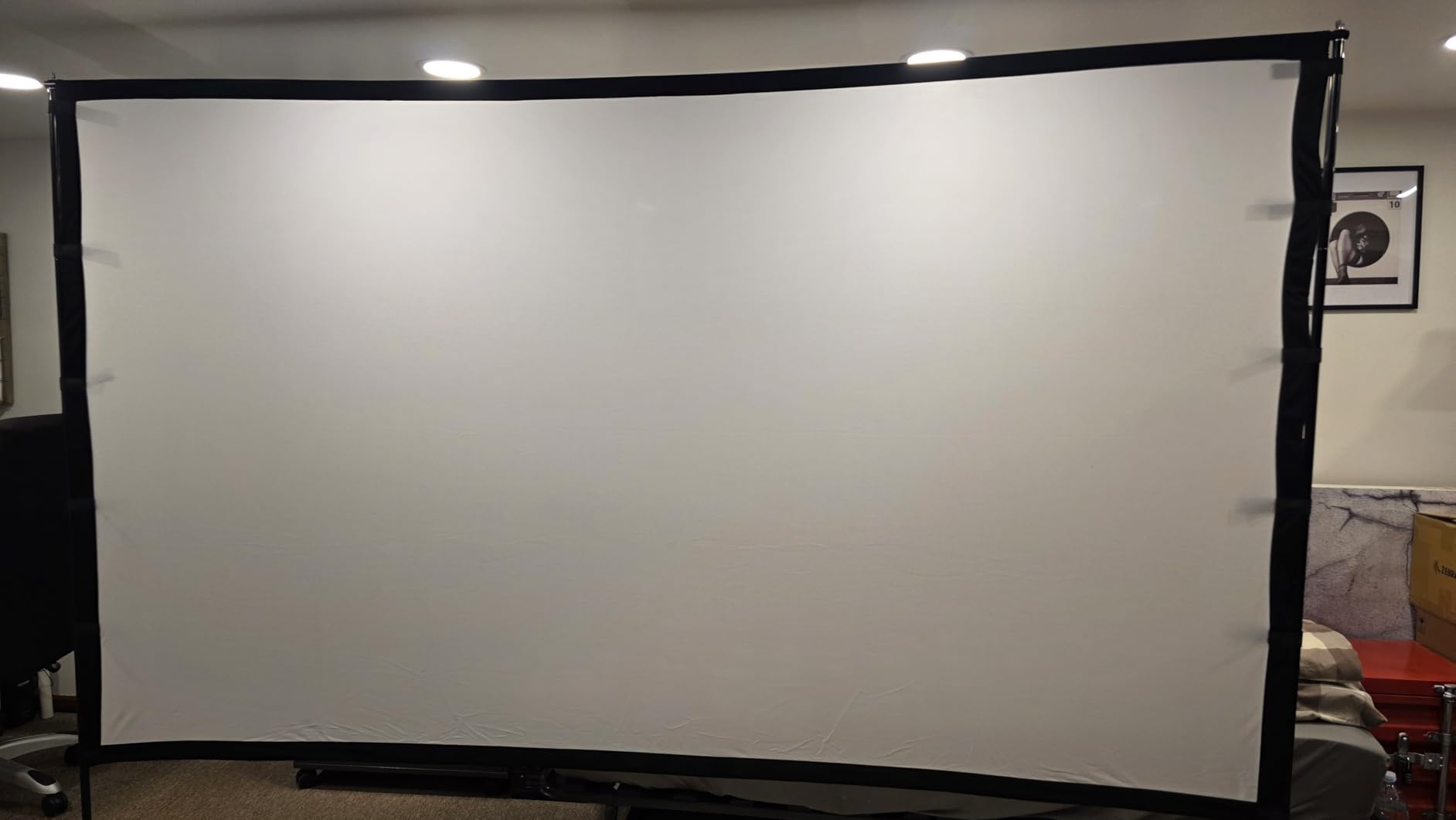 Outdoor Projector Screen with Stand - 120 inch Portable Projector Screens Indoor Outdoor Projector Screen 16:9 4K HD Outdoor Movie Screen with Carry Bag,Enioy Home Theater Projection Screen customer photo 1