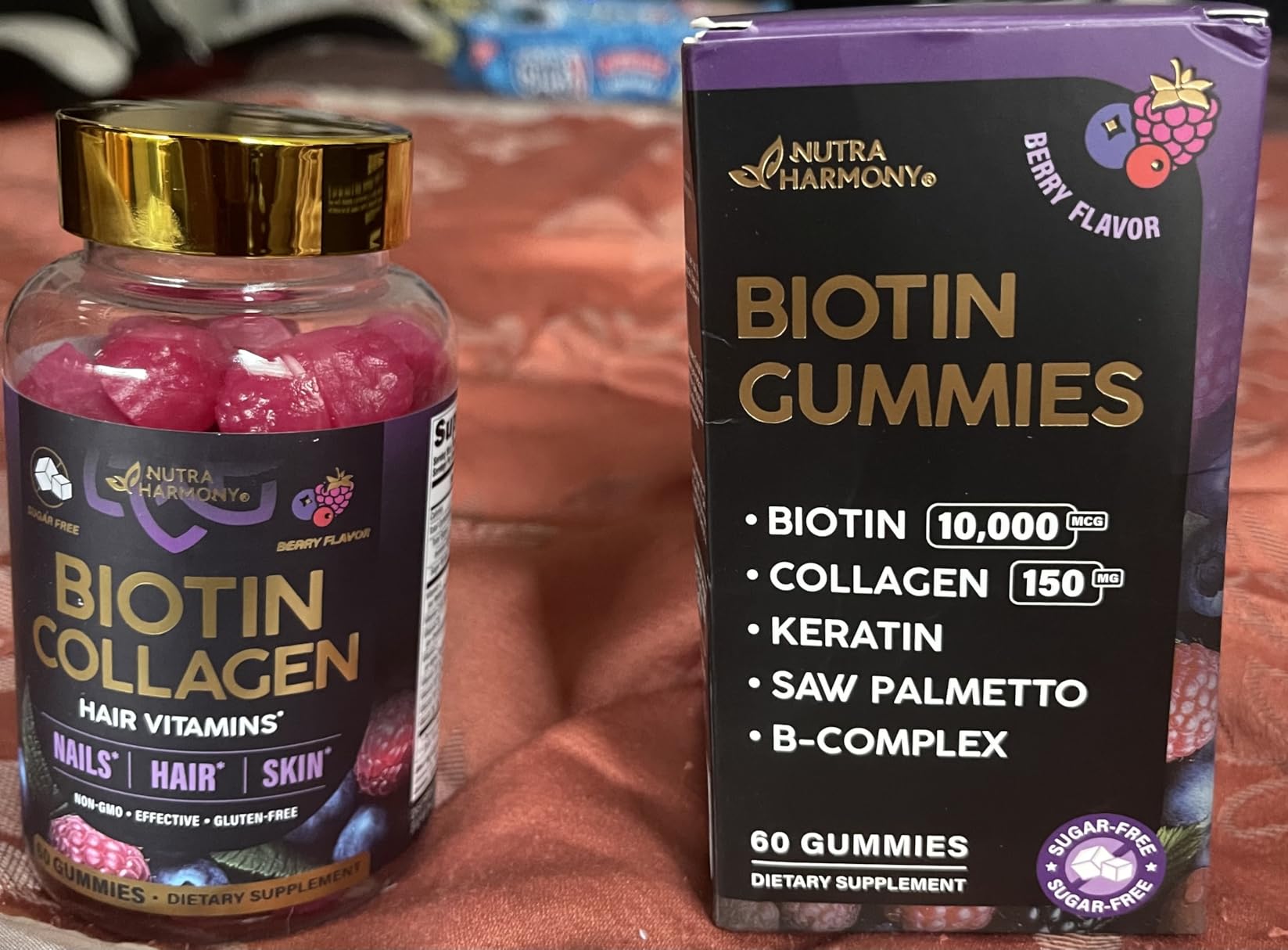 Biotin Gummies with Collagen - Hair Growth Support Skin, & Nail Strength - for Women & Men - Biotin 10000mcg | Keratin | Hyaluronic Acid | B-Complex | Saw Palmetto - Sugar-Free, Mixed Berry - 60 Gummy - Customer Photo 1