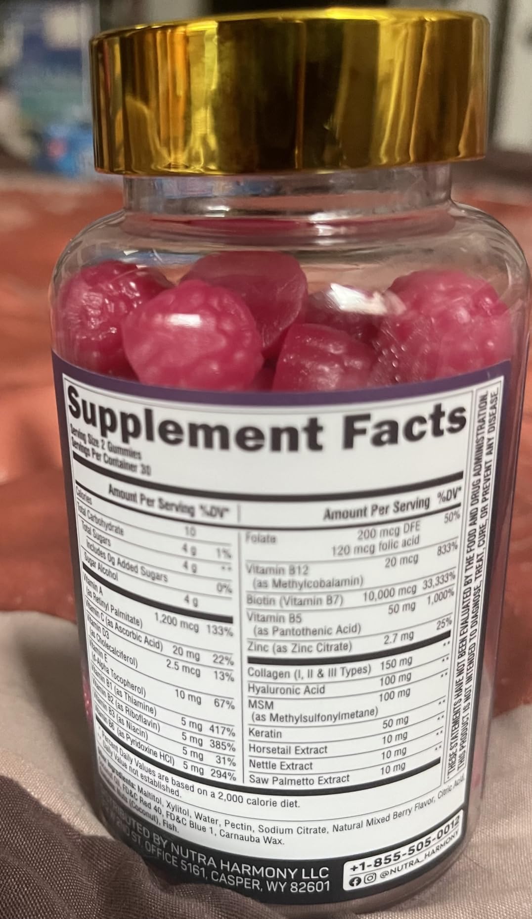 Biotin Gummies with Collagen - Hair Growth Support Skin, & Nail Strength - for Women & Men - Biotin 10000mcg | Keratin | Hyaluronic Acid | B-Complex | Saw Palmetto - Sugar-Free, Mixed Berry - 60 Gummy - Customer Photo 2