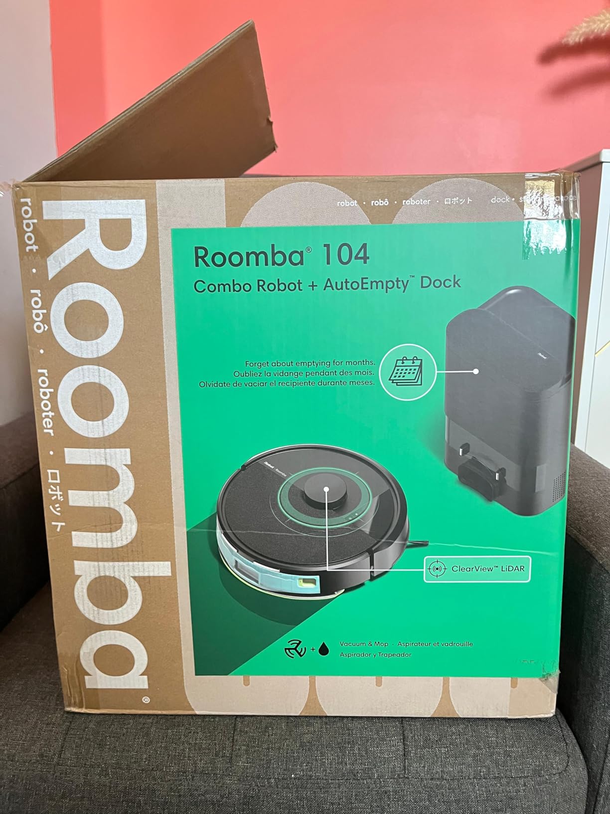iRobot Roomba 104 2in1 Vacuum & Mop Robot - Self-Empties for 75 Days, Intense Power-Lifting Suction, Vacuums All Floors, Ideal for Pet Hair, LiDAR Smart Navigation Mapping, Mops Hard Floors - Customer Photo 3