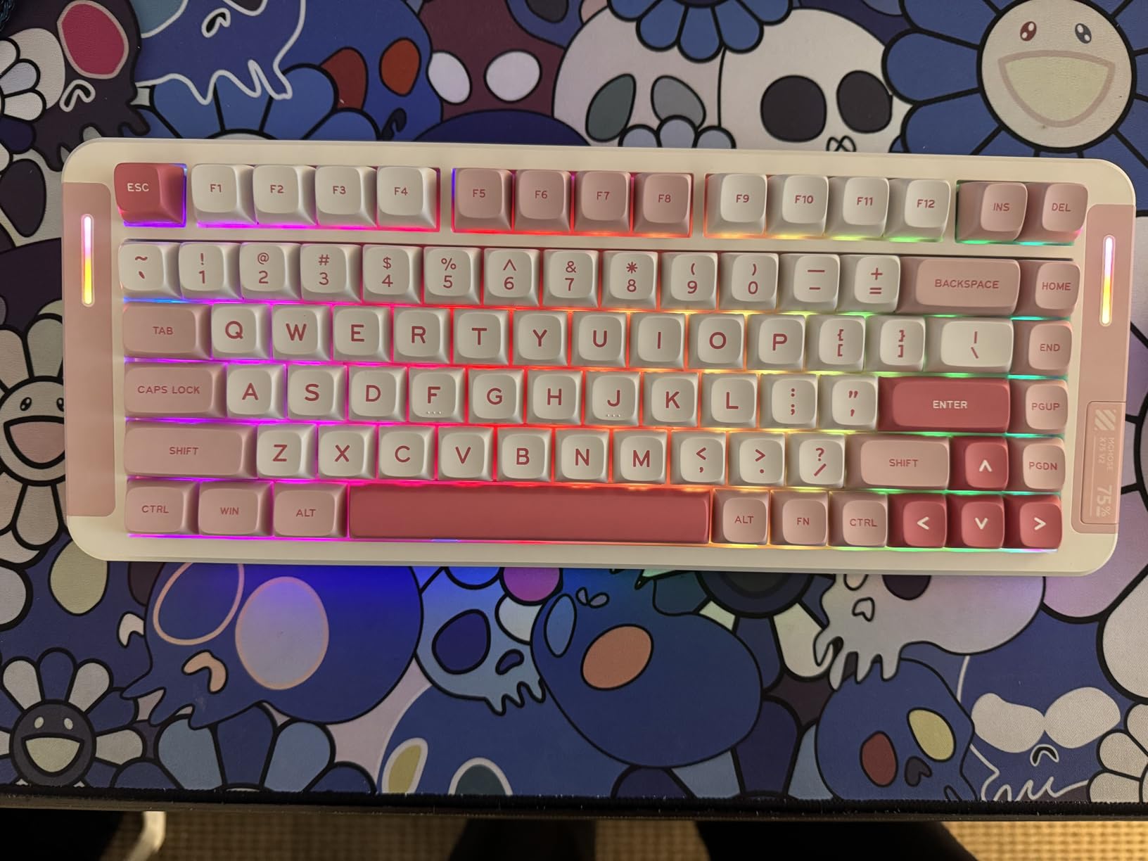 MCHOSE X75 V2 Wireless Mechanical Keyboard Volume Knob, Tri-Mode BT5.0/2.4GHz/USB-C Hot Swappable Custom Keyboards, Linear Switch Creamy Keyboards, RGB Gaming Keyboard for PC/Tablet/PS/Xbox, Blue - Customer Photo 1