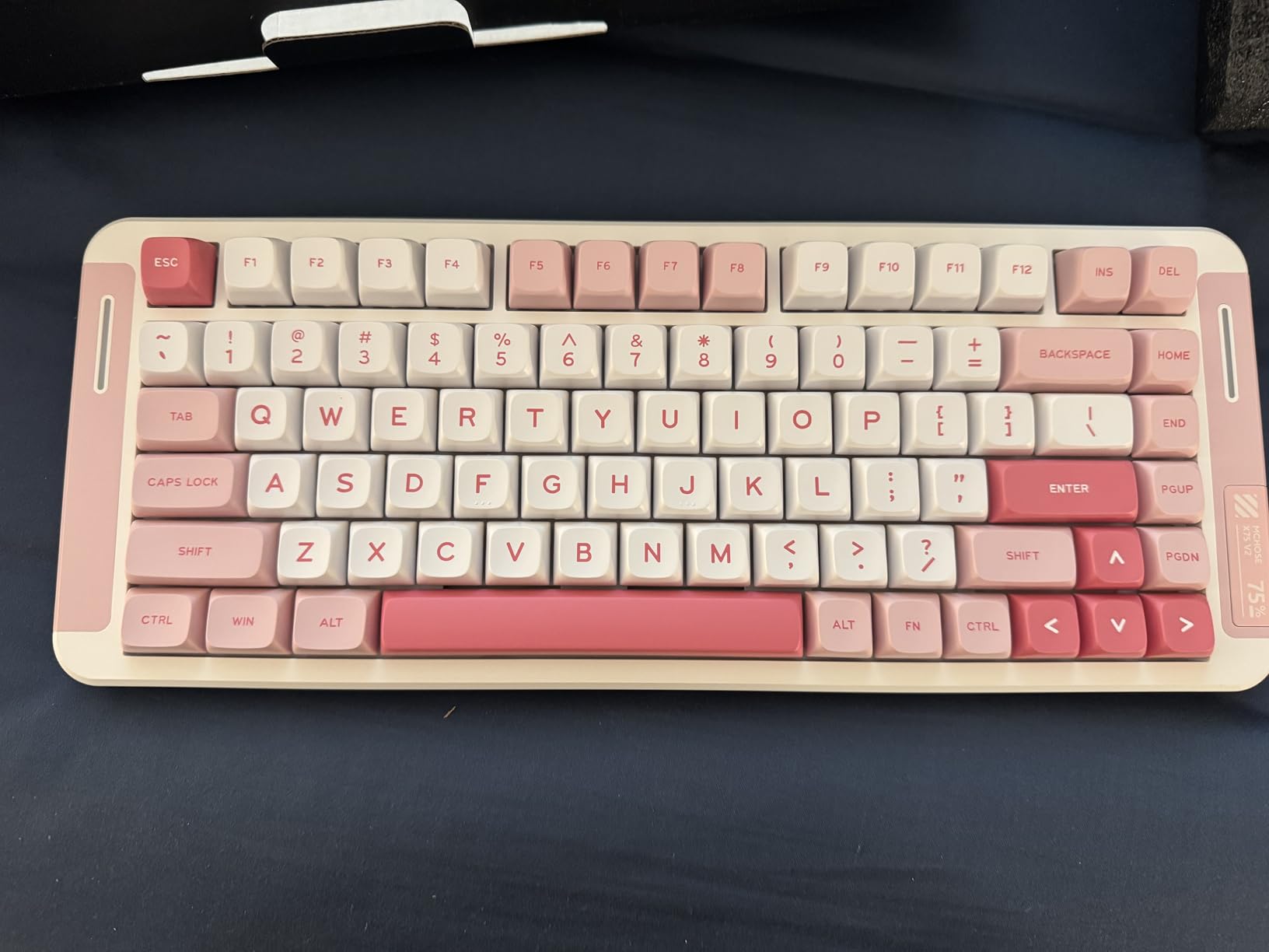 MCHOSE X75 V2 Wireless Mechanical Keyboard Volume Knob, Tri-Mode BT5.0/2.4GHz/USB-C Hot Swappable Custom Keyboards, Linear Switch Creamy Keyboards, RGB Gaming Keyboard for PC/Tablet/PS/Xbox, Blue - Customer Photo 2