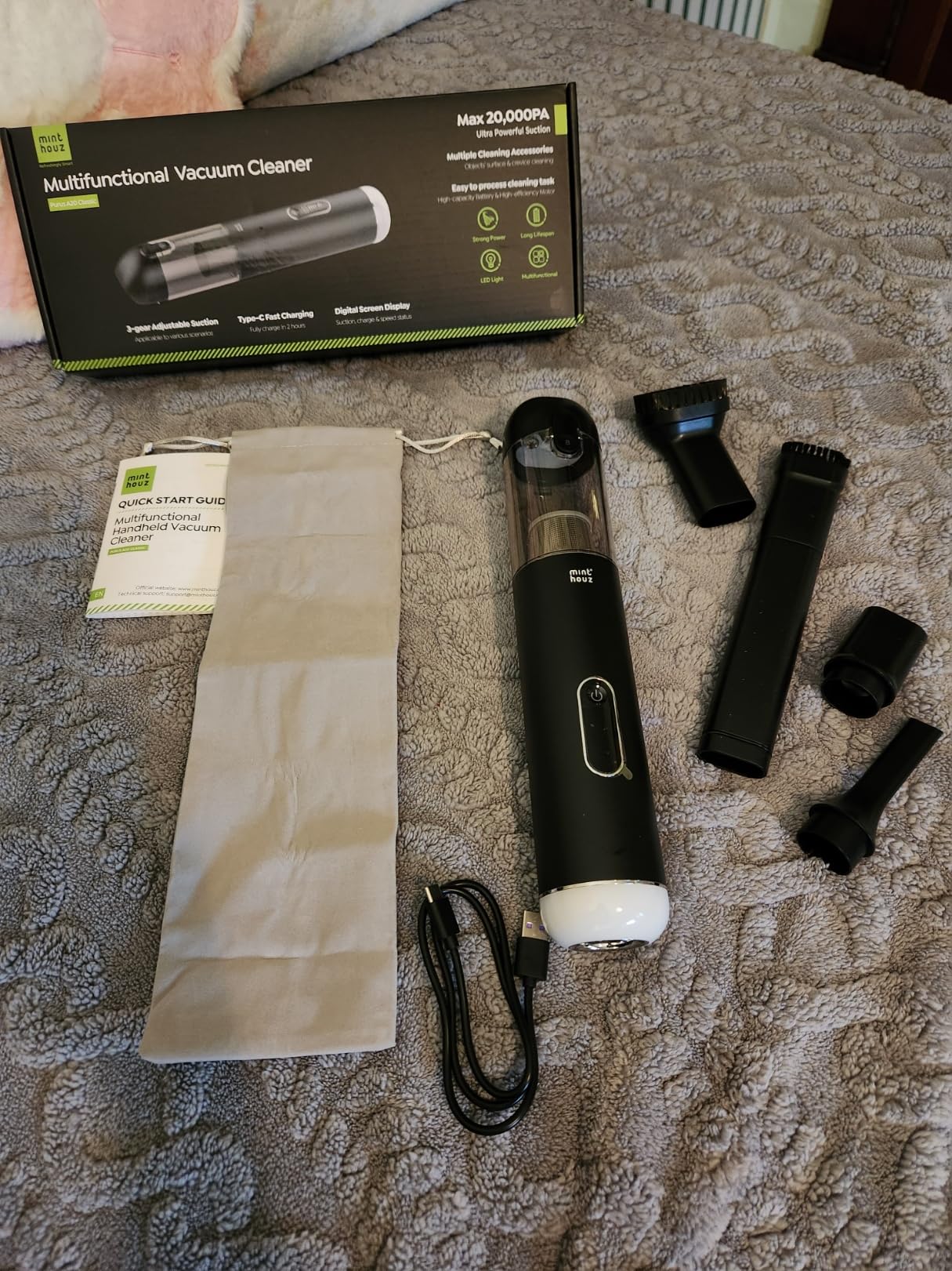 Car Vacuum Portable Cordless - 20000PA High Power Handheld Vacuum with LED Display, 2.5H Fast Charging Up to 45 Mins of Runtime, Hand Vac Cordless Rechargeable for Car Home Corner Cabinet - Customer Photo 2