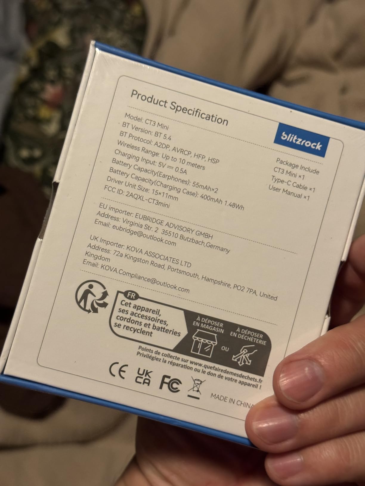 BlitzRock Open Ear Headphones 0.25oz Ultra Lightweight Comfort,0.7mm Thinner Earhooks, Bluetooth 5.4 Over The Ear Earbuds with Clear Calls, IPX7 Waterproof, 28H Playtime Customer Review BlitzRock Open Ear Headphones 0.25oz Ultra Lightweight Comfort,0.7mm Thinner Earhooks, Bluetooth 5.4 Over The Ear Earbuds with Clear Calls, IPX7 Waterproof, 28H Playtime - Customer Photo 1
