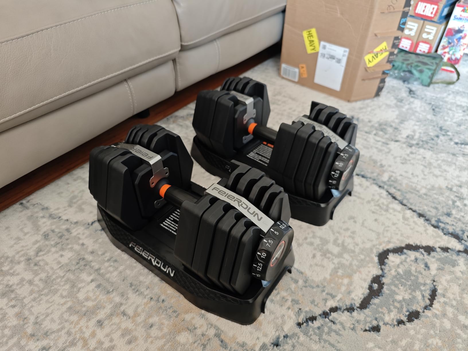 FEIERDUN 15-in-1 Adjustable Dumbbell Set, 105lb/52.5lb Weight Set Dumbbells with Storage Box, Quick Adjust Free Weight with Non-slip Handles Customer Review FEIERDUN 15-in-1 Adjustable Dumbbell Set, 105lb/52.5lb Weight Set Dumbbells with Storage Box, Quick Adjust Free Weight with Non-slip Handles - Customer Photo 4