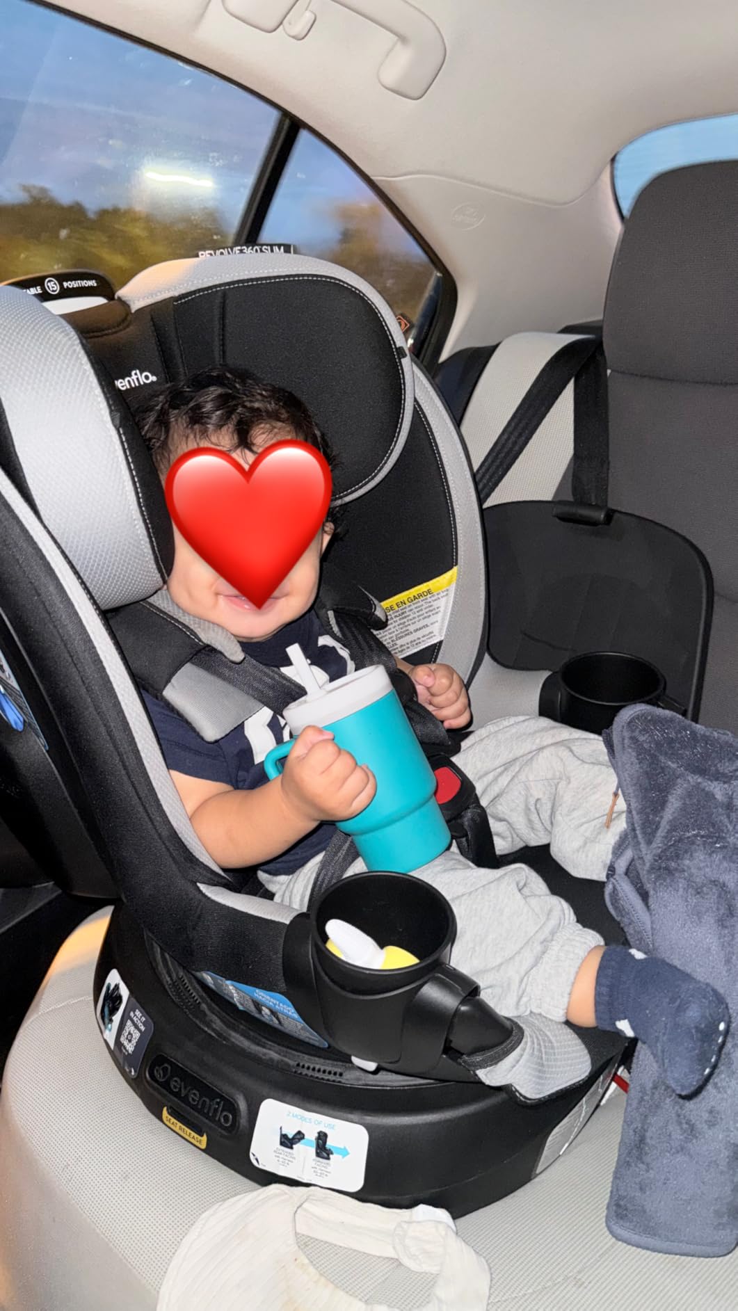Evenflo Revolve360 Slim 2-in-1 Rotational Car Seat with Quick Clean Cover (Salem Black) - Customer Photo 1