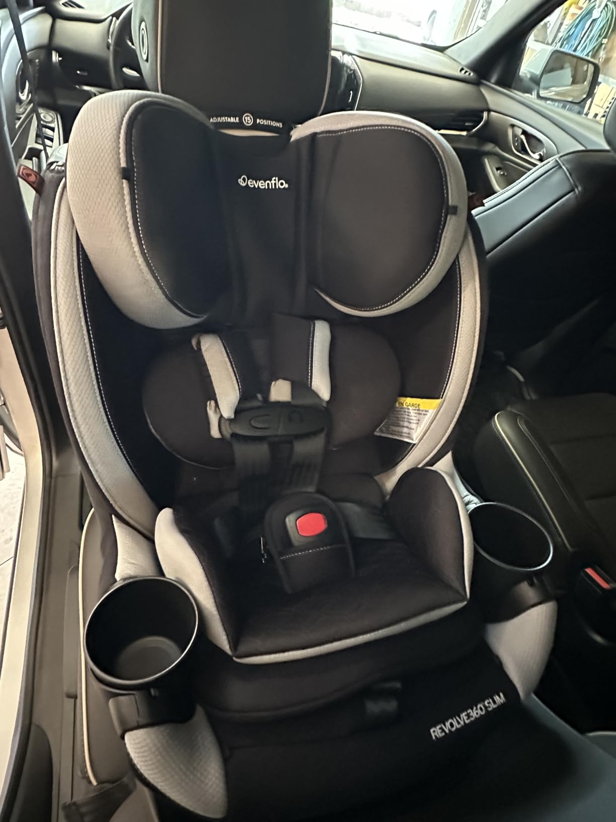 Evenflo Revolve360 Slim 2-in-1 Rotational Car Seat with Quick Clean Cover (Salem Black) - Customer Photo 2
