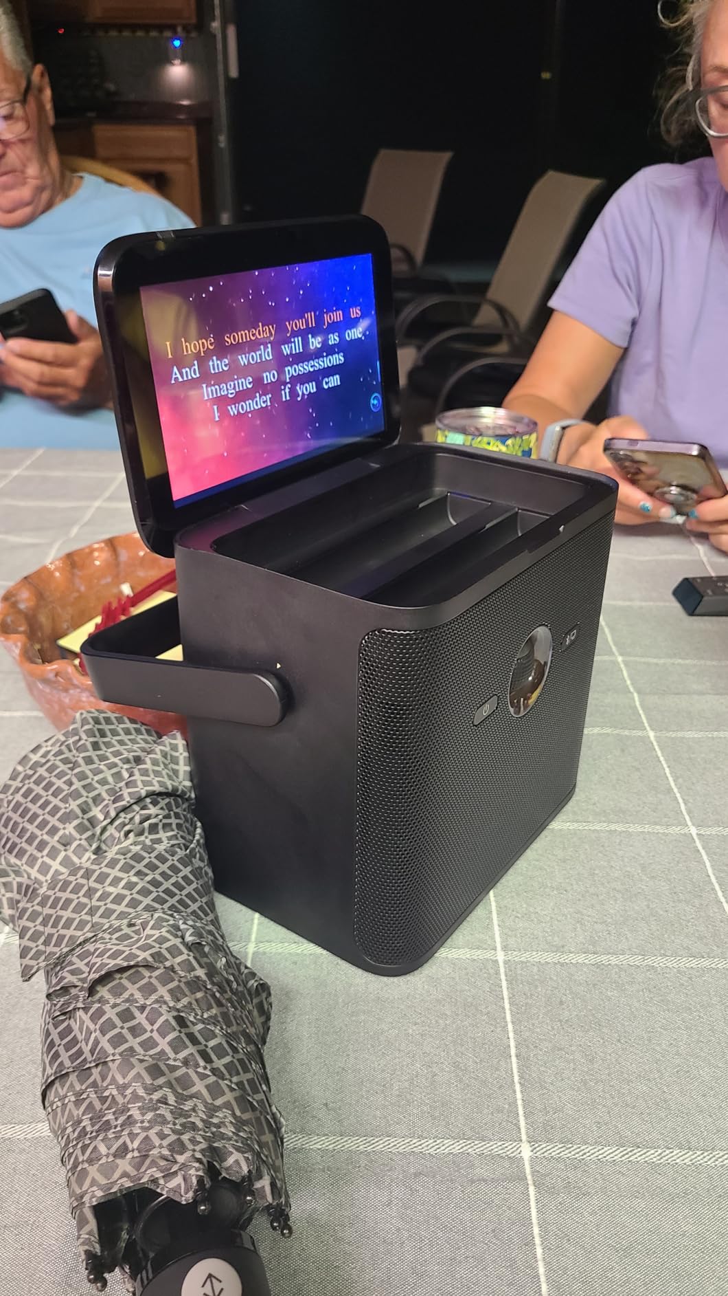 Ikarao Karaoke Machine for Adults Kids, with Lyrics Display Screen, WiFi Connect to YouTube & Karaoke App, 2 EQ Autotune Wireless Microphones Portable Karaokes PA System for Home Family Party Camping - Customer Photo 2