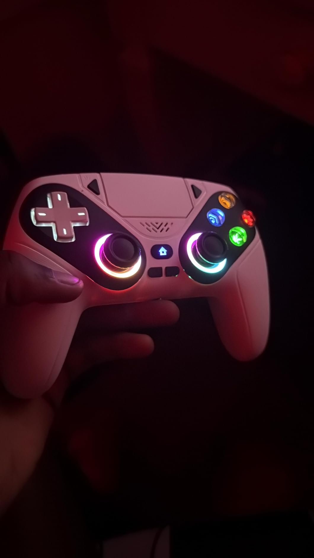 Gamrombo LED Wireless Controller for PS5, Compatible with PS5 Pro/Slim/PC, Dual Vibration, Macro/Turbo Function, 3.5mm Audio Jack, 6-Axis Motion Control Gamepad with Speaker(White) - Customer Photo 1