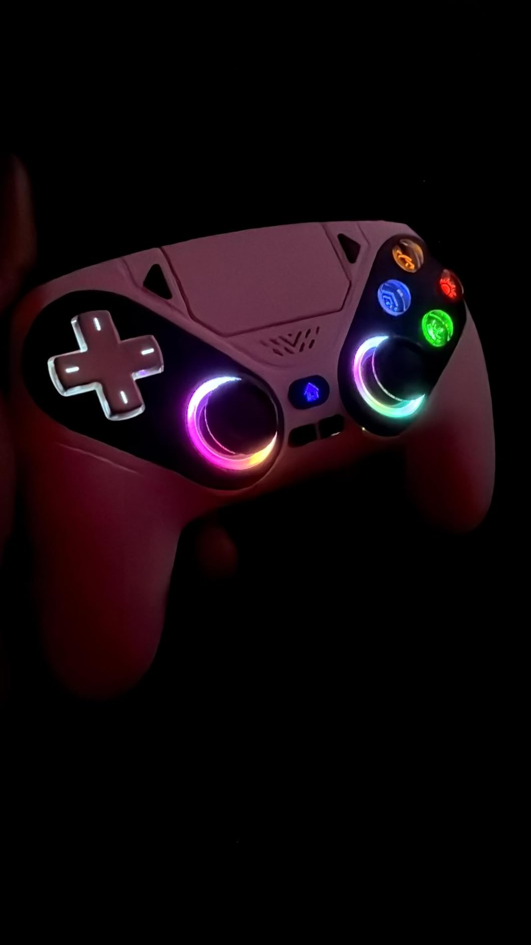 Gamrombo LED Wireless Controller for PS5, Compatible with PS5 Pro/Slim/PC, Dual Vibration, Macro/Turbo Function, 3.5mm Audio Jack, 6-Axis Motion Control Gamepad with Speaker(White) - Customer Photo 2