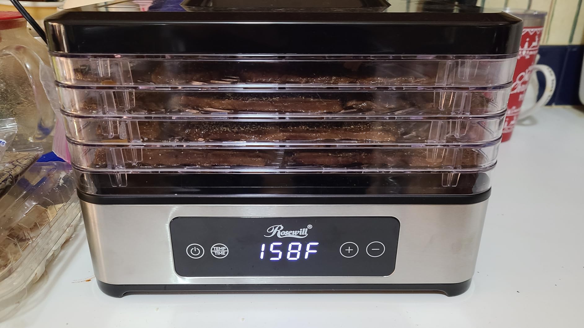 Rosewill Compact Food Dehydrator, 5 Stackable Trays with Adjustable 48H Timer and Temperature Control - 350W Electric Food Dryer for Jerky, Fruits, Herbs, Veggies, Meat & Dog Treats - Customer Photo 1