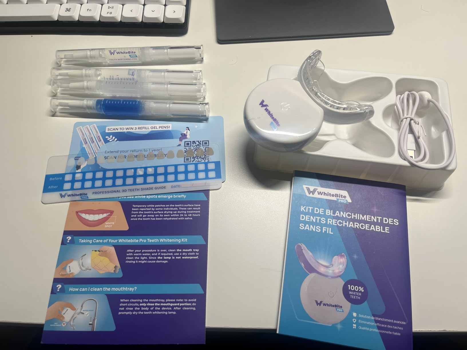 Whitebite Pro Teeth Whitening Kit for Sensitive Teeth – Dual LED Light + 35% Carbamide Peroxide Gel + Remineralizing Gel | Dental-Grade Whitening at Home Mint - Customer Photo 2