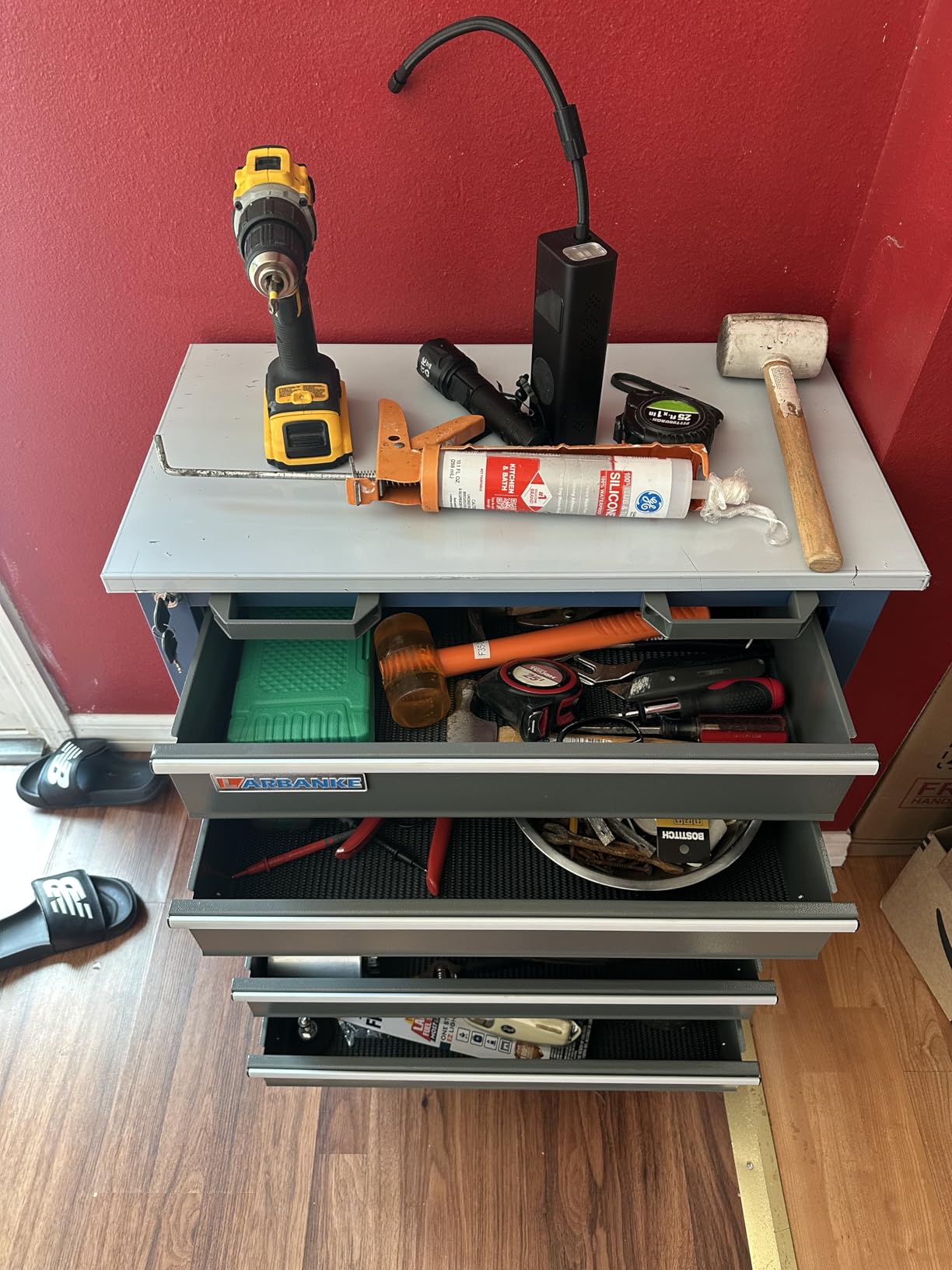 LARBANKE 5-Drawer Rolling Tool Chest with Stainless CounterTop,Tool Chest with Keyed Locking System, with Wheels and Foot Pads,Rolling Tool Cabinet with Drawer Liners,Unique Link Buckle for Connecting - Customer Photo 2