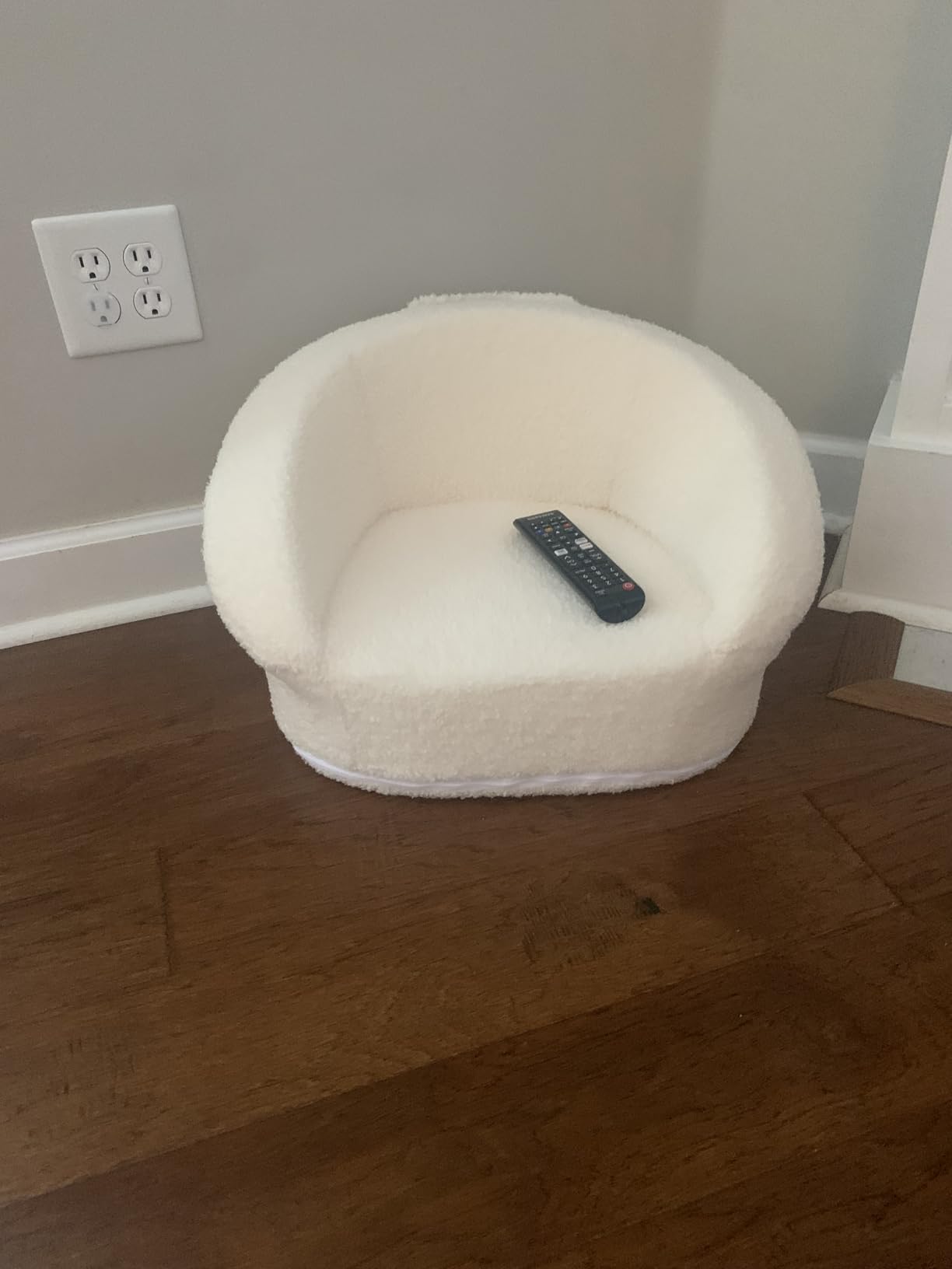 Mini Plush Teddy Bear Kids Sofa Chair - 17.3'' Compact Portable Toddler Chair with Carry Handle, Washable Cover, Safe Sturdy Design - Suitable for Boys and Girls - White - Customer Photo 5