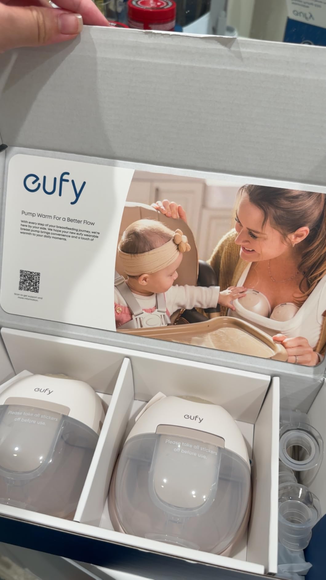 eufy Security Heated Breast Pump Hands-Free E20, Wearable with Innovative HeatFlow, 3 Heat Levels, Optimized Rhythm via App, Hospital-Grade Suction, Leakproof, Ultra-Slim and Quiet for in-Bra Use - Customer Photo 4