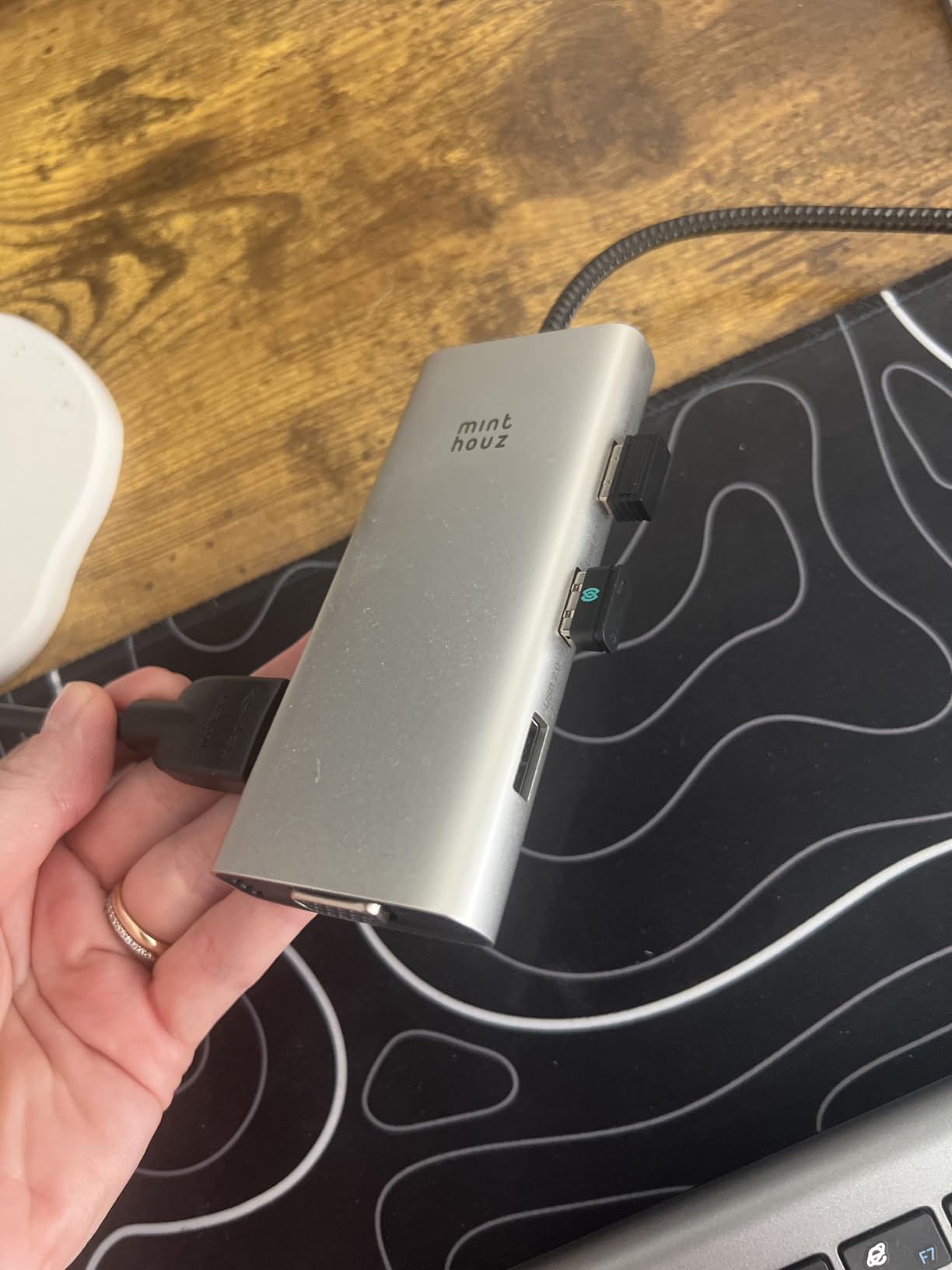 Minthouz USB-C Docking Station 7-in-1 Quad Display Laptop Multiport Adapter, 4K HDMI, Dual 8K DP, VGA, 3×USB2.0 Ports & USB Dongle for MacBook Pro/Air, iPad Pro, iMac, iPhone 16 Pro/Pro Max, ThinkPad - Customer Photo 1