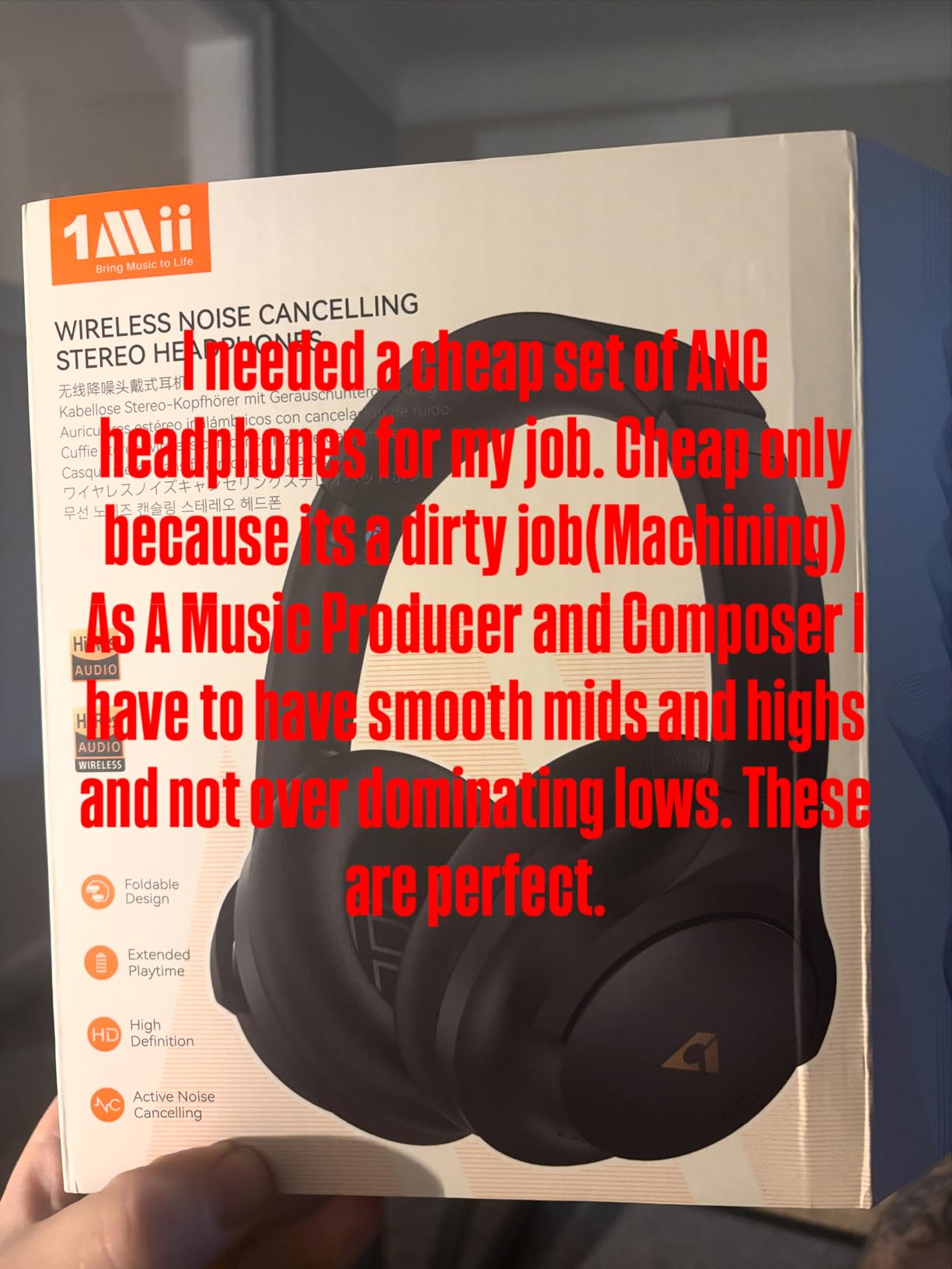 1Mii Y8+ Noise Cancelling Headphones Bluetooth, Wireless LDAC Hi-Res Audio, Custom EQ via App, 75H Playtime, Comfort Fit, Over Ear Headphones Foldable for Airplane Travel Home Office Black Customer Review 1Mii Y8+ Noise Cancelling Headphones Bluetooth, Wireless LDAC Hi-Res Audio, Custom EQ via App, 75H Playtime, Comfort Fit, Over Ear Headphones Foldable for Airplane Travel Home Office Black - Customer Photo 1