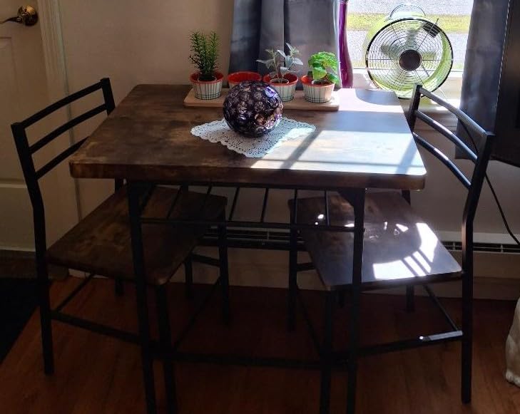 Best Choice Products 3-Piece Modern Dining Set, Space Saving Dinette for Kitchen, Dining Room, Small Space w/Steel Frame, Built-in Storage Rack - Black/Black - Customer Photo 3