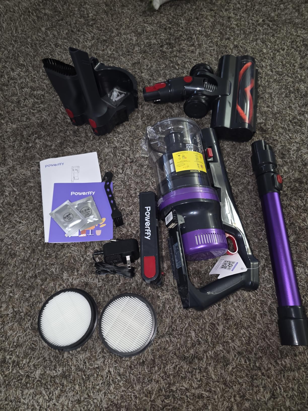 Powerffy Cordless Vacuum Cleaner, 550W 45KPA 60Mins Vacuum Cleaners for Home, Anti-tangle Stick Vacuum with Rechargeable Battery, Build-in Aromatherapy, Handheld Vacuum Cleaner for Pet Hair/Carpets/Hard Floors - Customer Photo 1