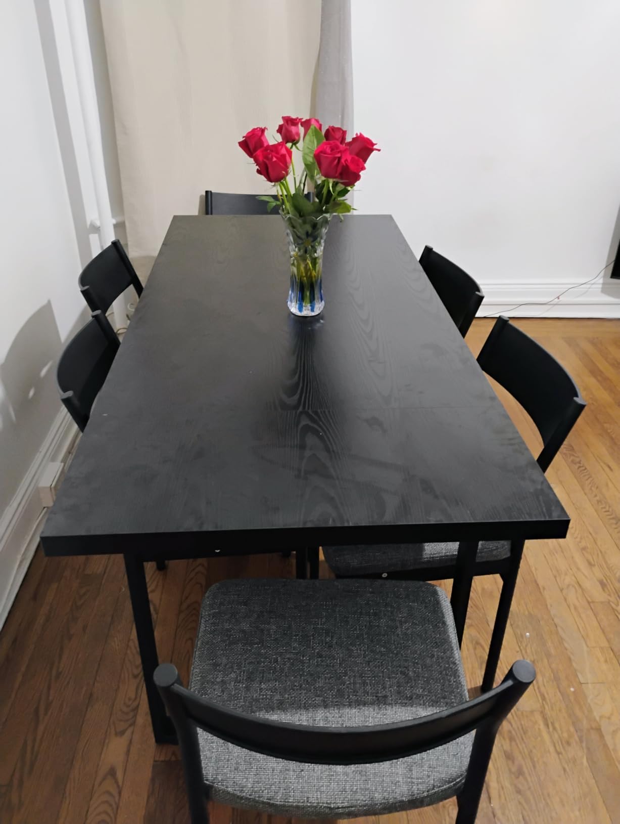 Best Choice Products 7-Piece Modern Dining Room Set, Kitchen Table Set, Dining Table w/ 6 Chairs, Upholstered Cushions, Solid Metal Frame, Curved Backrest - Black/Black - Customer Photo 2