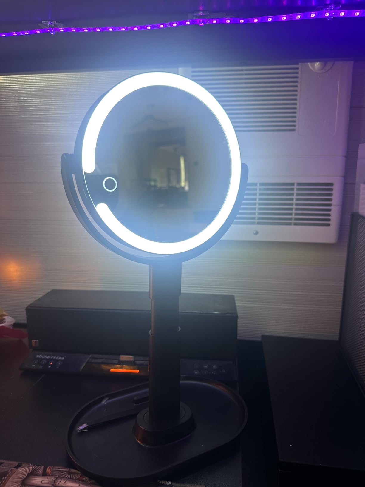 B Beauty Planet Makeup Mirror with Lights, Lighted Magnifying Mirror 30X with 3 Lighting and Adjustable Brightness, 2-Sided Height Adjustable Vanity Mirror for Bathroom, Gifts for Women Black - Customer Photo 1