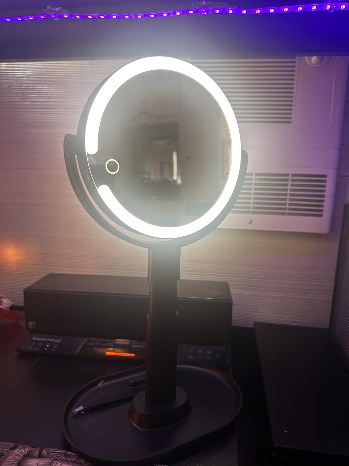 B Beauty Planet Makeup Mirror with Lights, Lighted Magnifying Mirror 30X with 3 Lighting and Adjustable Brightness, 2-Sided Height Adjustable Vanity Mirror for Bathroom, Gifts for Women Black - Customer Photo 2