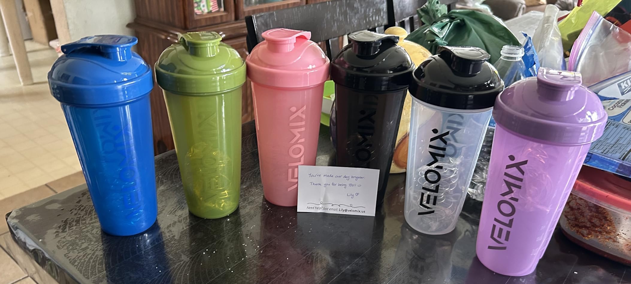 VELOMIX -6 PACK- 28 OZ Protein Shaker Bottles for Protein Mixes, Shaker Cups for Protein Shakes, Small Shaker Bottle Pack, Shaker Cup, Shakers for protein Shakes (Core Series) - Customer Photo 1