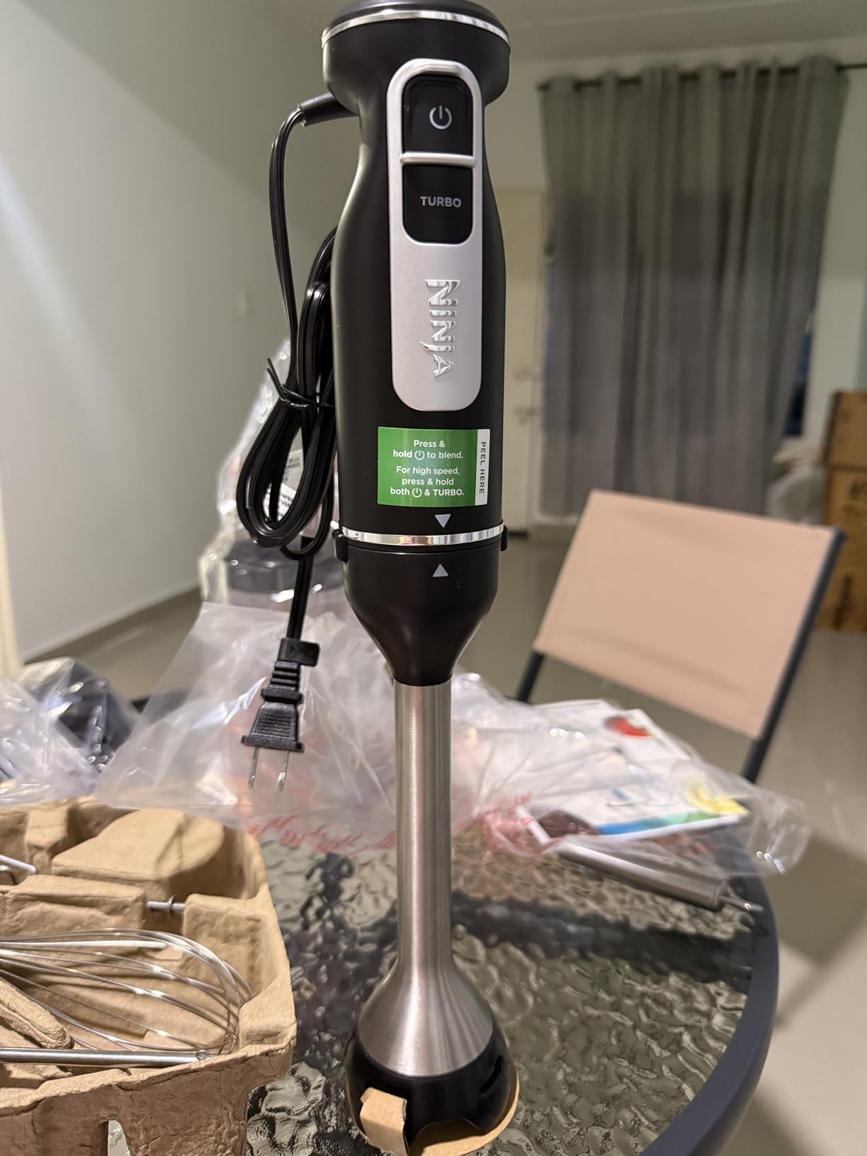 Ninja Immersion Blender and Whisk, Hand Stick Blender, 4 Speeds, with SplatterShield and PanProtect, 4-Cup Blending Vessel, Dishwasher Safe, 5-ft Cord, Ergonomic, Deep Navy, CI201ND Customer Review Ninja Immersion Blender and Whisk, Hand Stick Blender, 4 Speeds, with SplatterShield and PanProtect, 4-Cup Blending Vessel, Dishwasher Safe, 5-ft Cord, Ergonomic, Deep Navy, CI201ND - Customer Photo 2