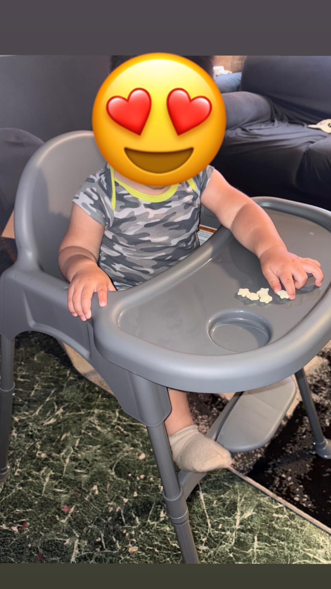 Cosco Kids Canteen High Chair Lightweight Portable Baby Feeding Chair with Adjustable Tray, Easy to Clean, Kitchen or Dining Use, Toddlers Up to 33 lbs, Mono Black - Customer Photo 2