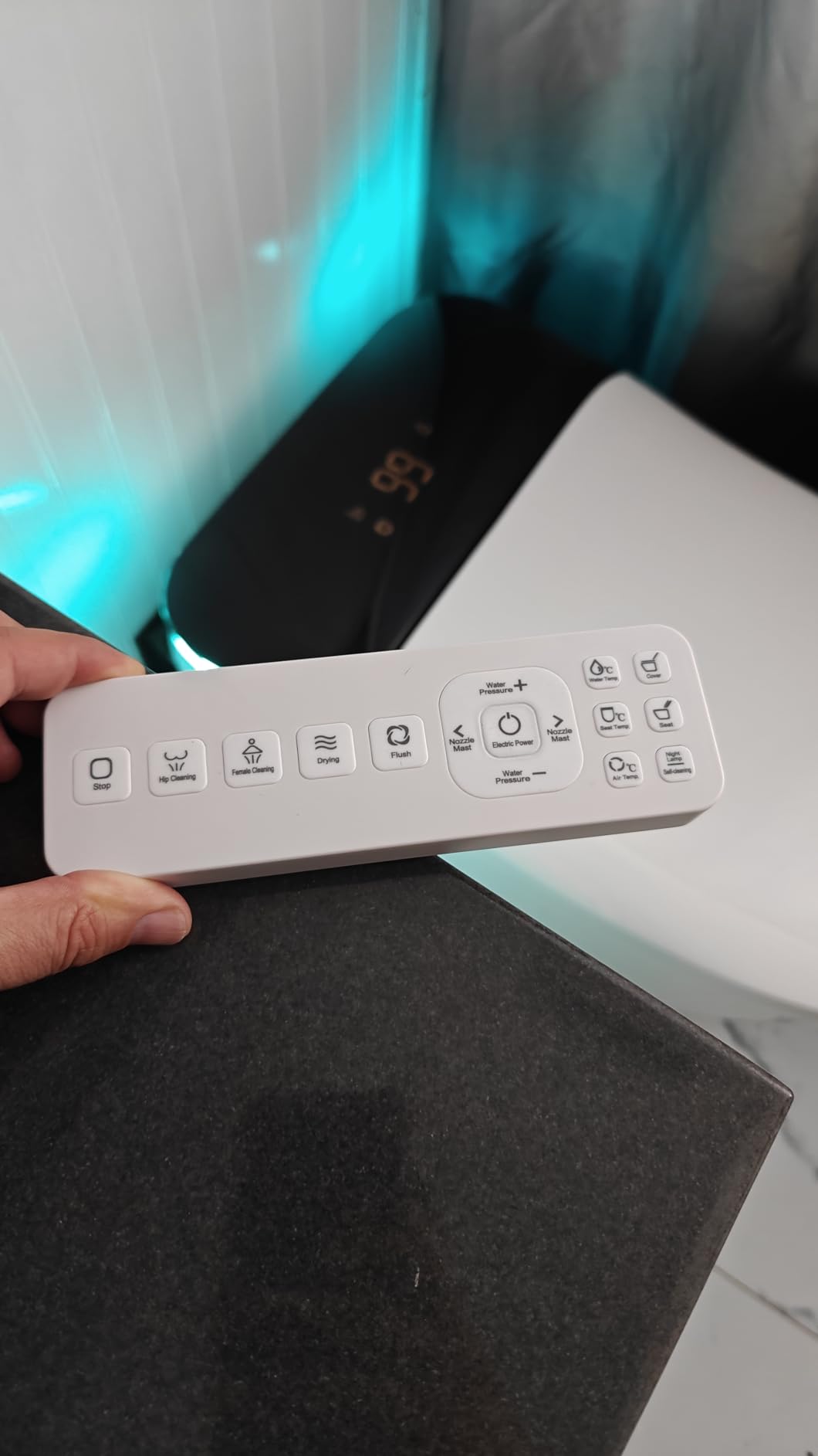 Smart Toilet with Bidet Built In, One Piece Bidet Toilet with Auto Dual Flush, Foam Shield, Modern Elongated Tankless Toilet with Foot Sensor, Heated Bidet Seat, Warm Water & Dryer,LED Display - Customer Photo 2