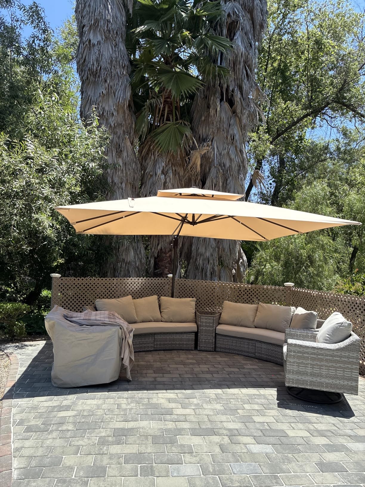 9-Piece Wicker Patio Furniture Set with Swivel Rocking Chairs, Curved Sectional Sofa with Storage Table, All-Weather Outdoor Conversation Set with 6