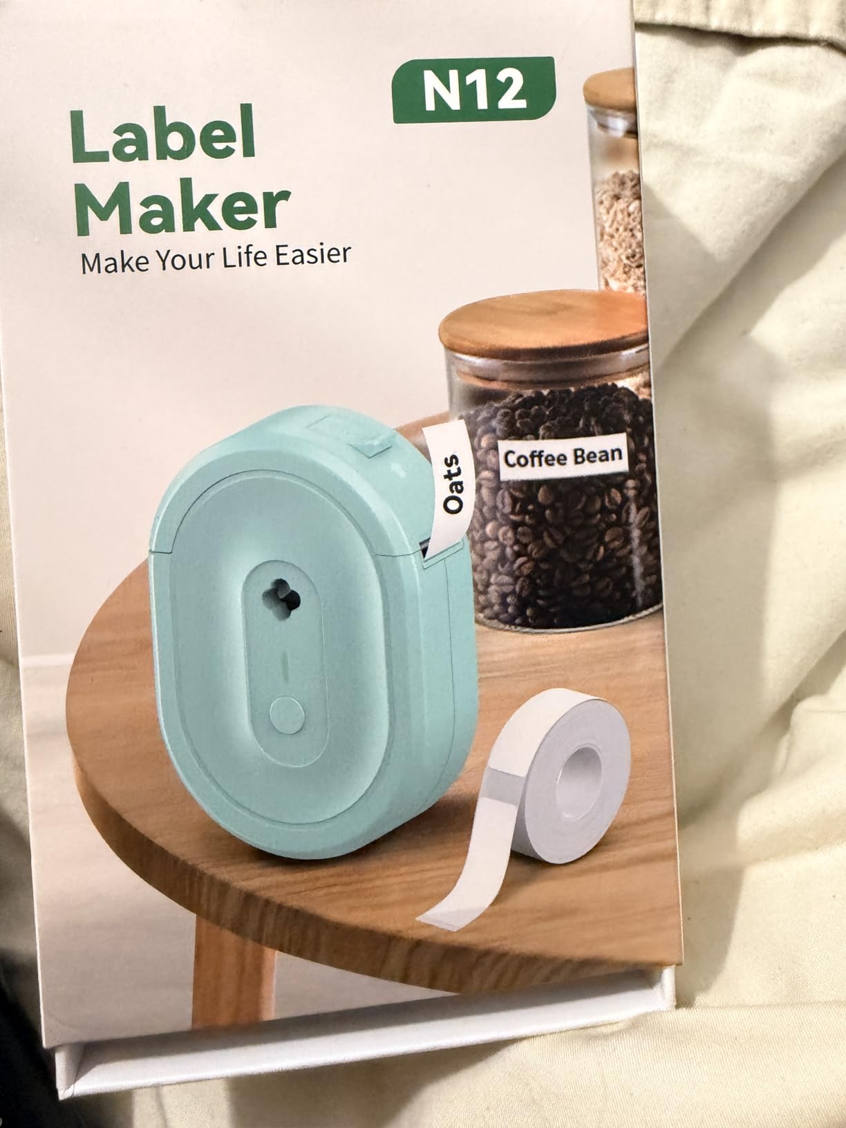 Label Maker Machine with Tape, N12 Portable Bluetooth Label Printer, Wireless Mini Label Makers Thermal Sticker with Multiple Templates for Home, Kitchen, School, Office Organization, Green Customer Review Label Maker Machine with Tape, N12 Portable Bluetooth Label Printer, Wireless Mini Label Makers Thermal Sticker with Multiple Templates for Home, Kitchen, School, Office Organization, Green - Customer Photo 2