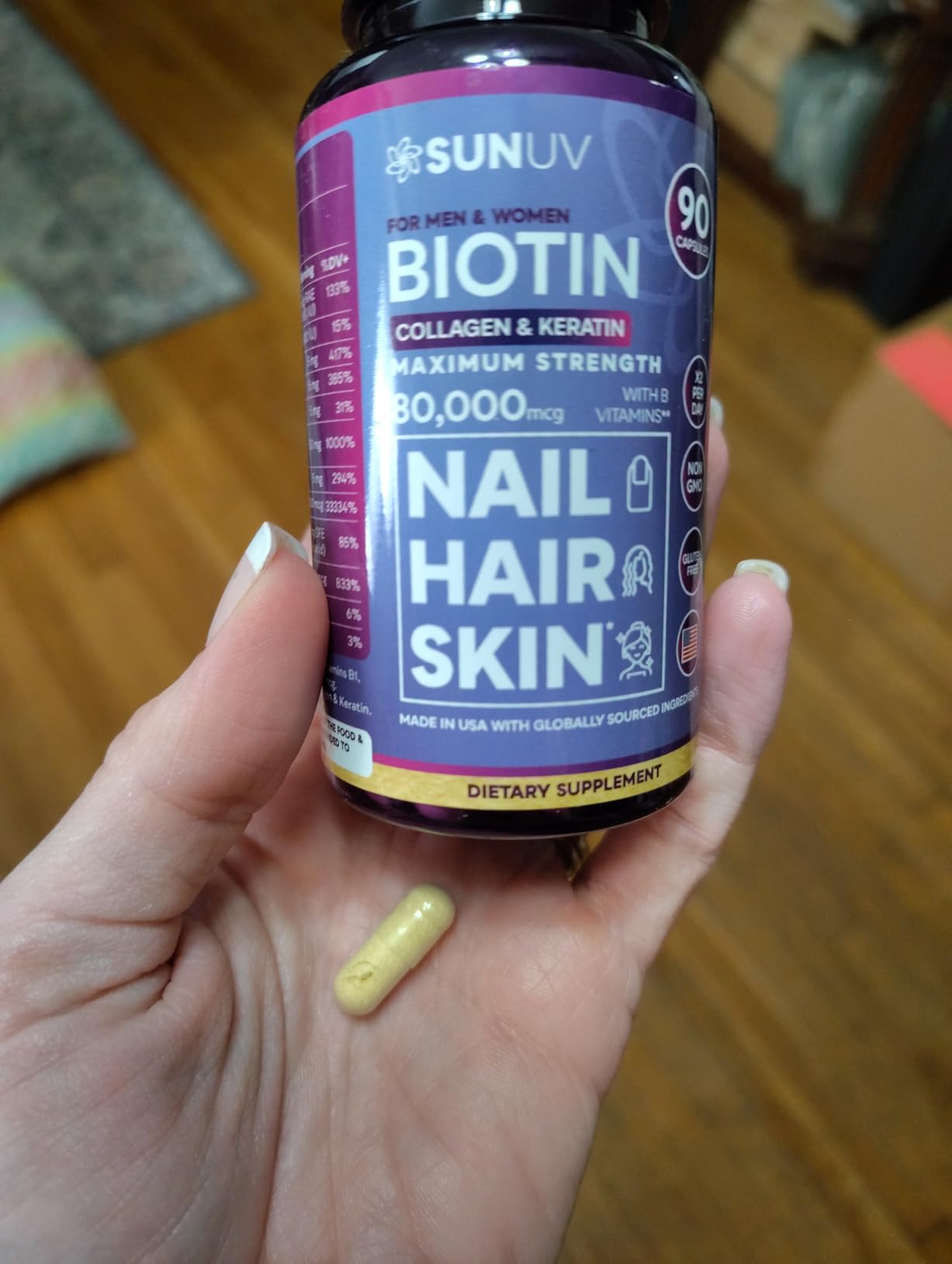 SUNUV Biotin 10,000mcg | Collagen | Keratin - 80,000mcg Hair Growth Vitamins for Women & Men - Customer Photo 2