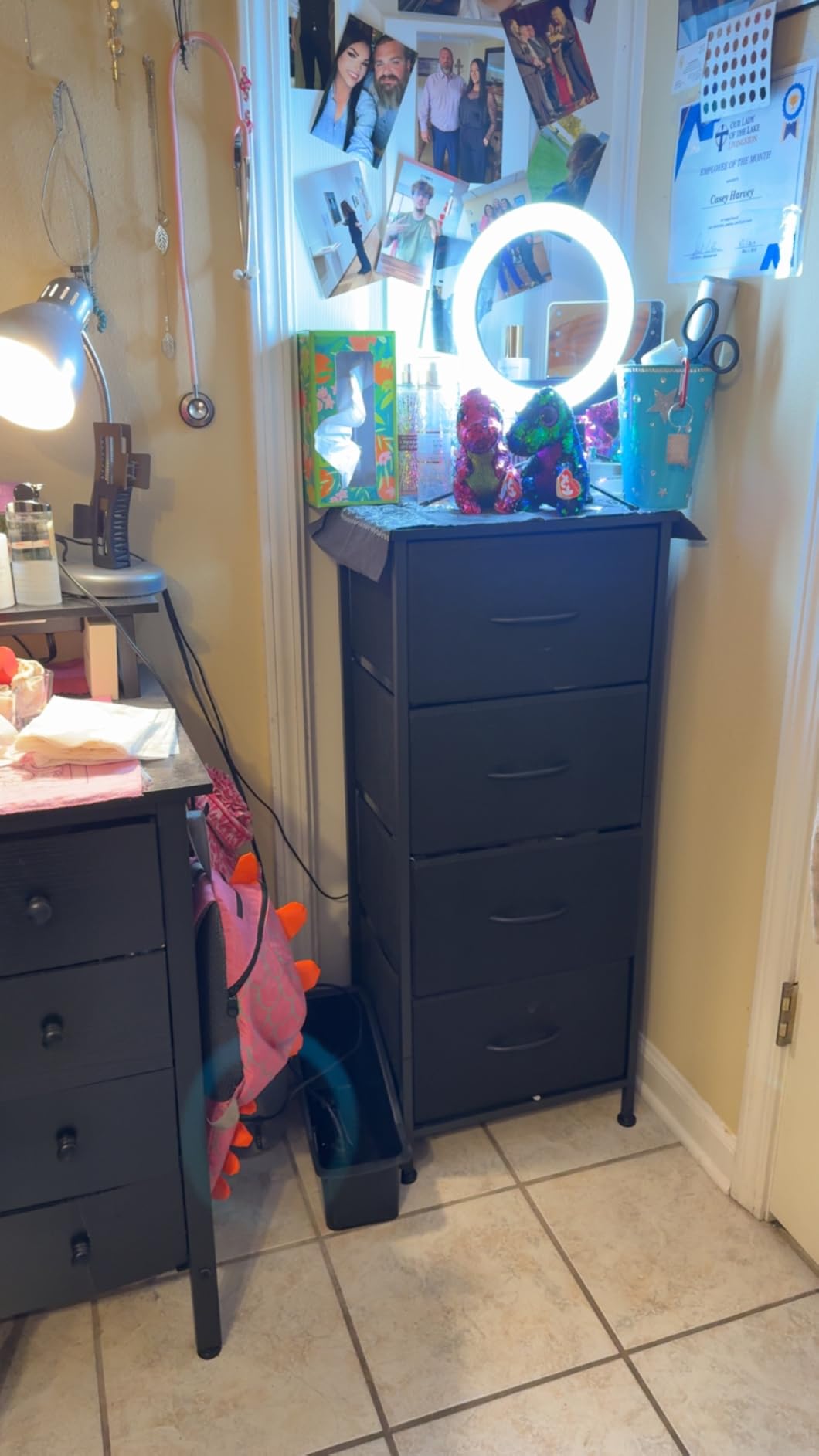 SONGMICS Dresser for Bedroom, Chest of Drawers, TV Stand, Steel, MDF, 5 Non-Woven Fabric Drawers, Storage Organizer Unit, Closet, Entryway, Ink Black and Ebony Black ULGS322B01S - Customer Photo 1