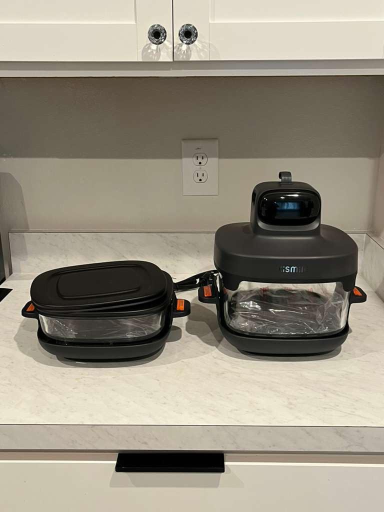 Kismile 5-in-1 Portable Glass Air Fryer, 2.6QT & 4.7QT Dual Glass Containers with Lids, 85% Less Oil, Compact Smart Air Fryer Oven for Deep Roast, Crisp, Keep Warm – Freezer & Dishwasher Safe - Customer Photo 2