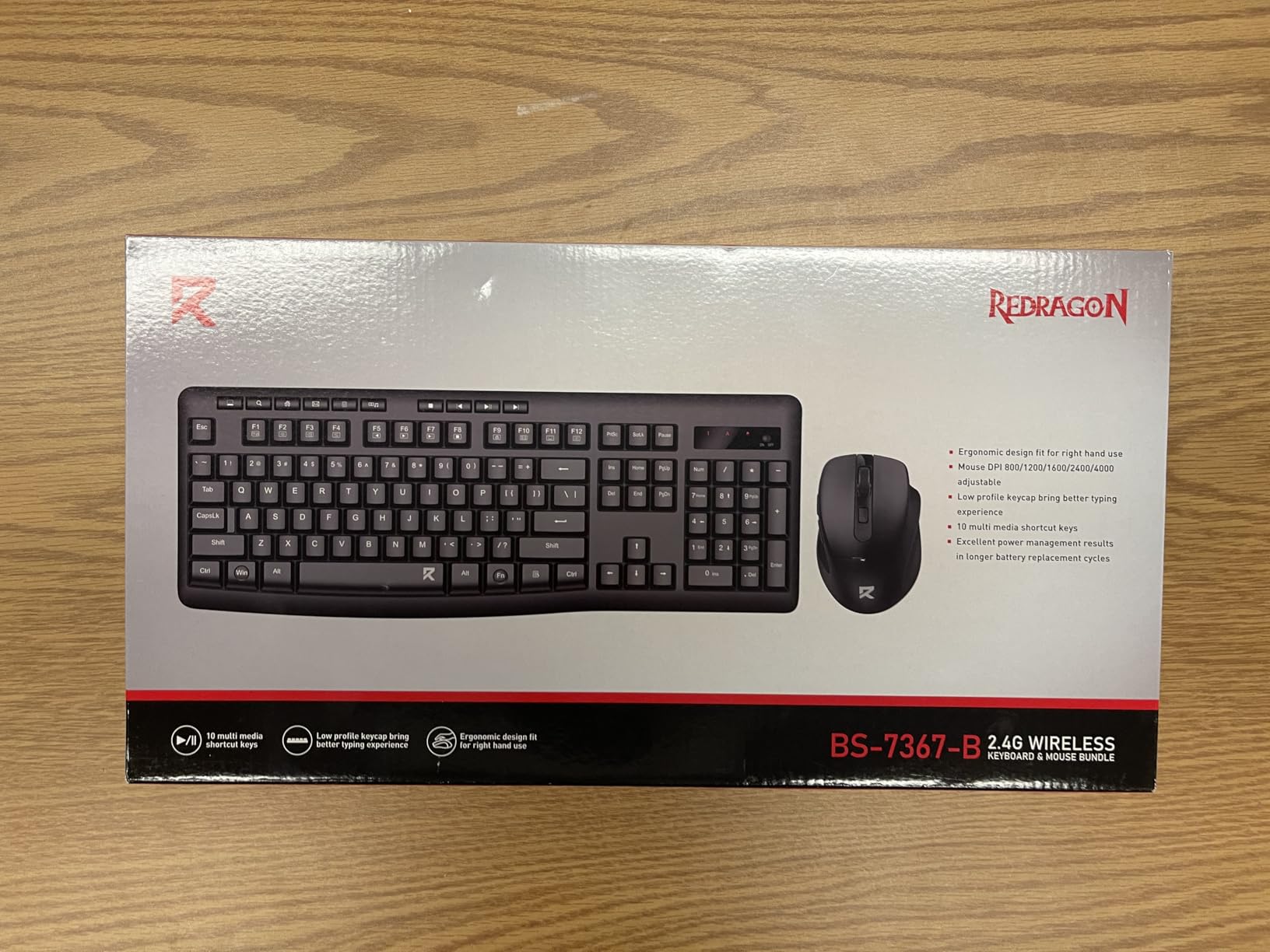 Redragon Wireless Keyboard and Mouse Combo, 2.4G Full-Sized Ergonomic Computer Keyboard and 5 Level DPI Adjustable Wireless Mouse for Windows, Mac OS Desktop/Laptop/PC, BS-7367-B - Customer Photo 1