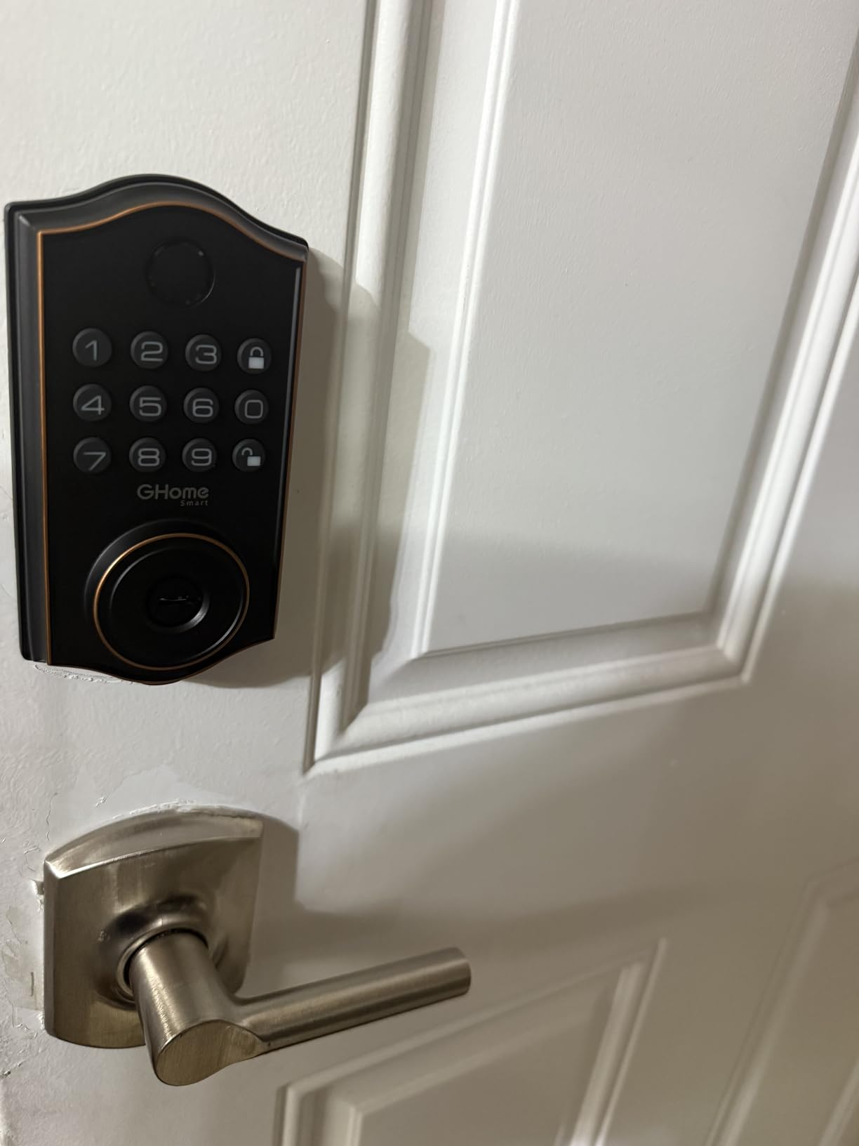 GHome Smart Deadbolt Lock, Fingerprint Code Keyless Entry Door Lock for Front Door, Auto Lock, App Control, Digital Keypad deadbolt, Smart Door Lock for Home Airbnb Apartment Hotel Garage, Black Customer Review GHome Smart Deadbolt Lock, Fingerprint Code Keyless Entry Door Lock for Front Door, Auto Lock, App Control, Digital Keypad deadbolt, Smart Door Lock for Home Airbnb Apartment Hotel Garage, Black - Customer Photo 1