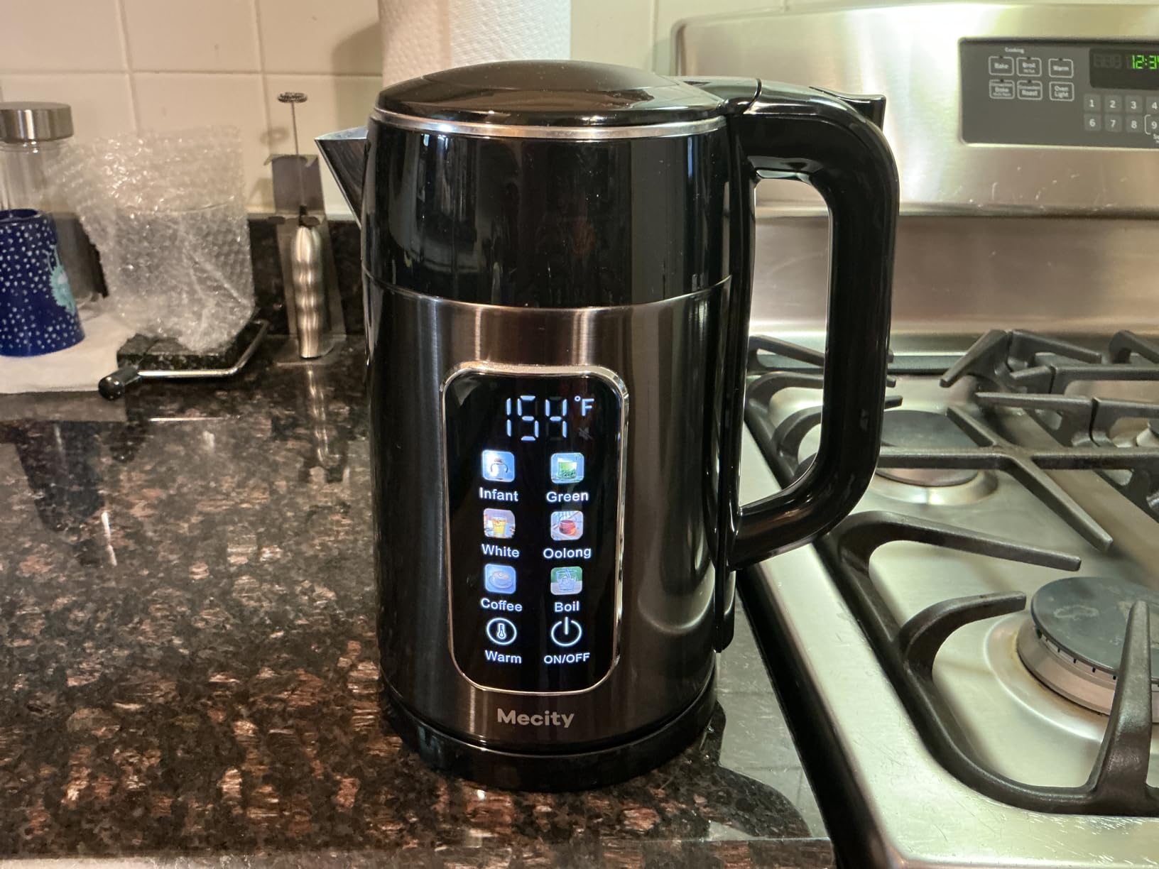 Mecity Electric Kettle 1.7L Touch Screen Temperature Control Water Boiler, No Plastic Contact with Water. 6 Preset Temperature Programs, 2 Hours Keep Warm, Dark Grey Customer Review Mecity Electric Kettle 1.7L Touch Screen Temperature Control Water Boiler, No Plastic Contact with Water. 6 Preset Temperature Programs, 2 Hours Keep Warm, Dark Grey - Customer Photo 1