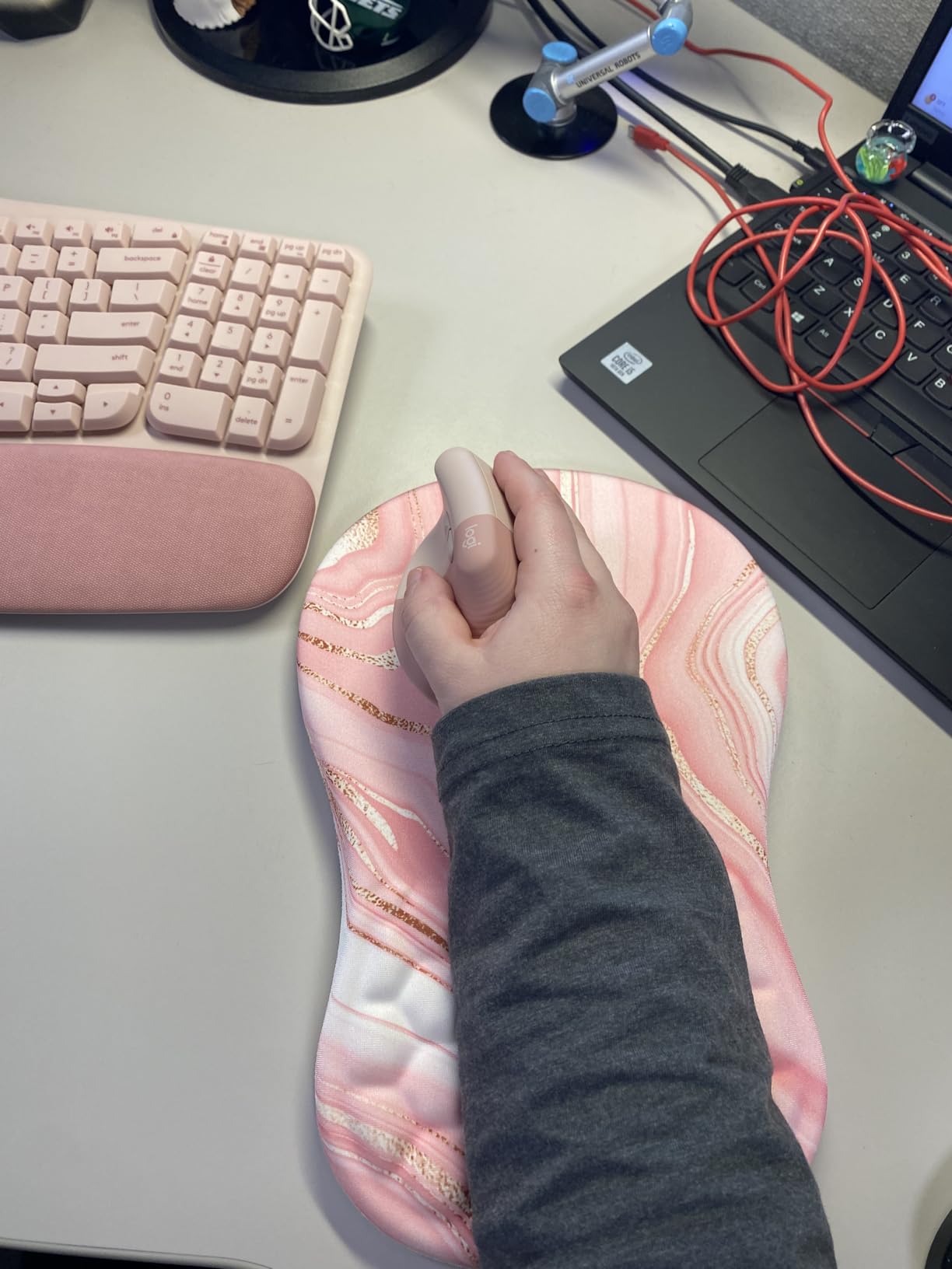 Logitech Wave Keys & Lift Vertical Mouse - Ergonomic Wireless Keyboard and Mouse Combo - with Cushioned Palm Rest, Easy-Switch, Bluetooth, for Multi-OS, Windows/Mac - Graphite - Customer Photo 3