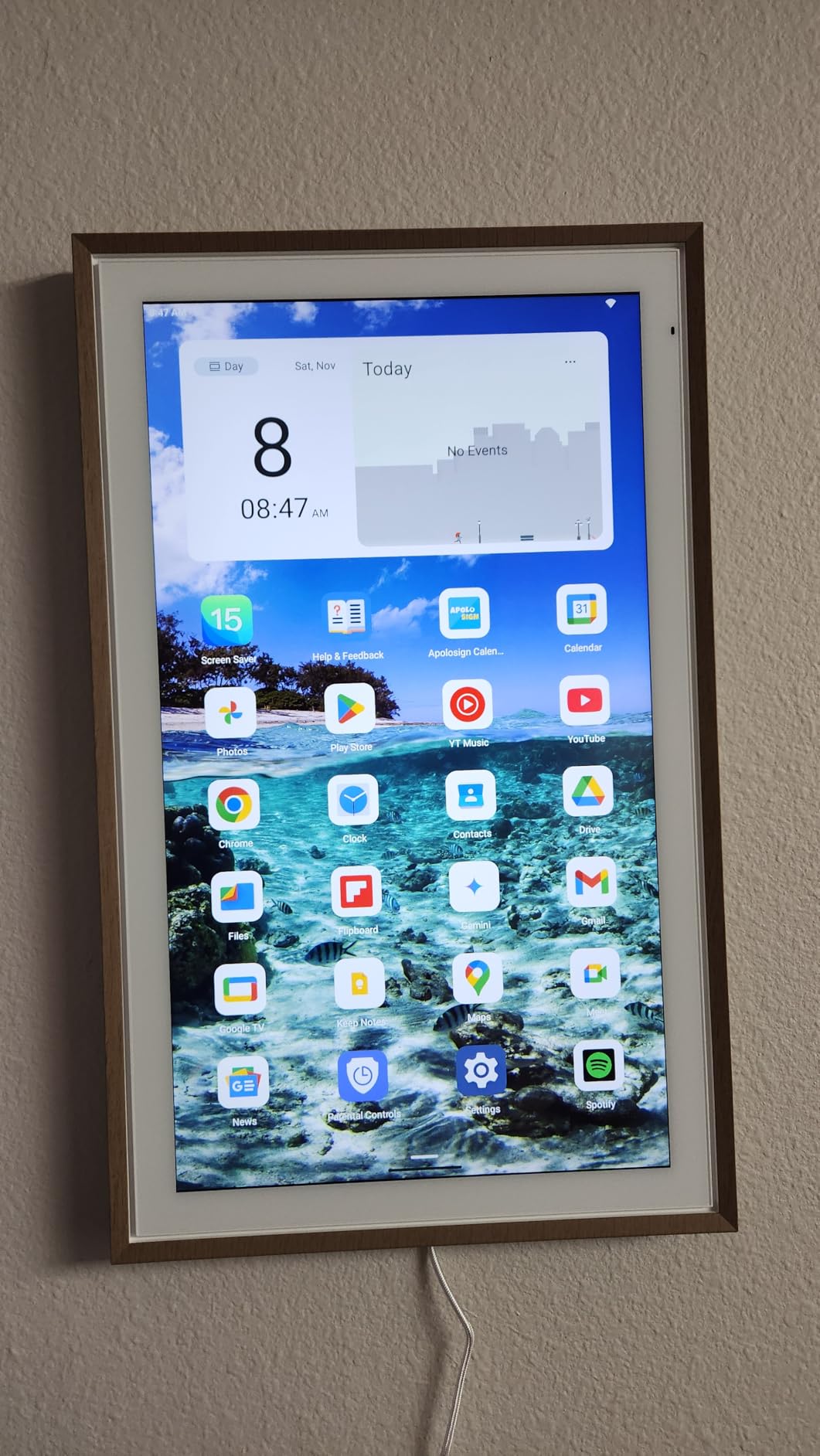 ApoloSign 21.5-inch Digital Calendar: Dual Mode Calendar with Google Play & Multi-calendar Sync, Electronic Planner & Chore Chart, Smart Touchscreen, Interactive Display for Family Schedules (Teak, 21.5